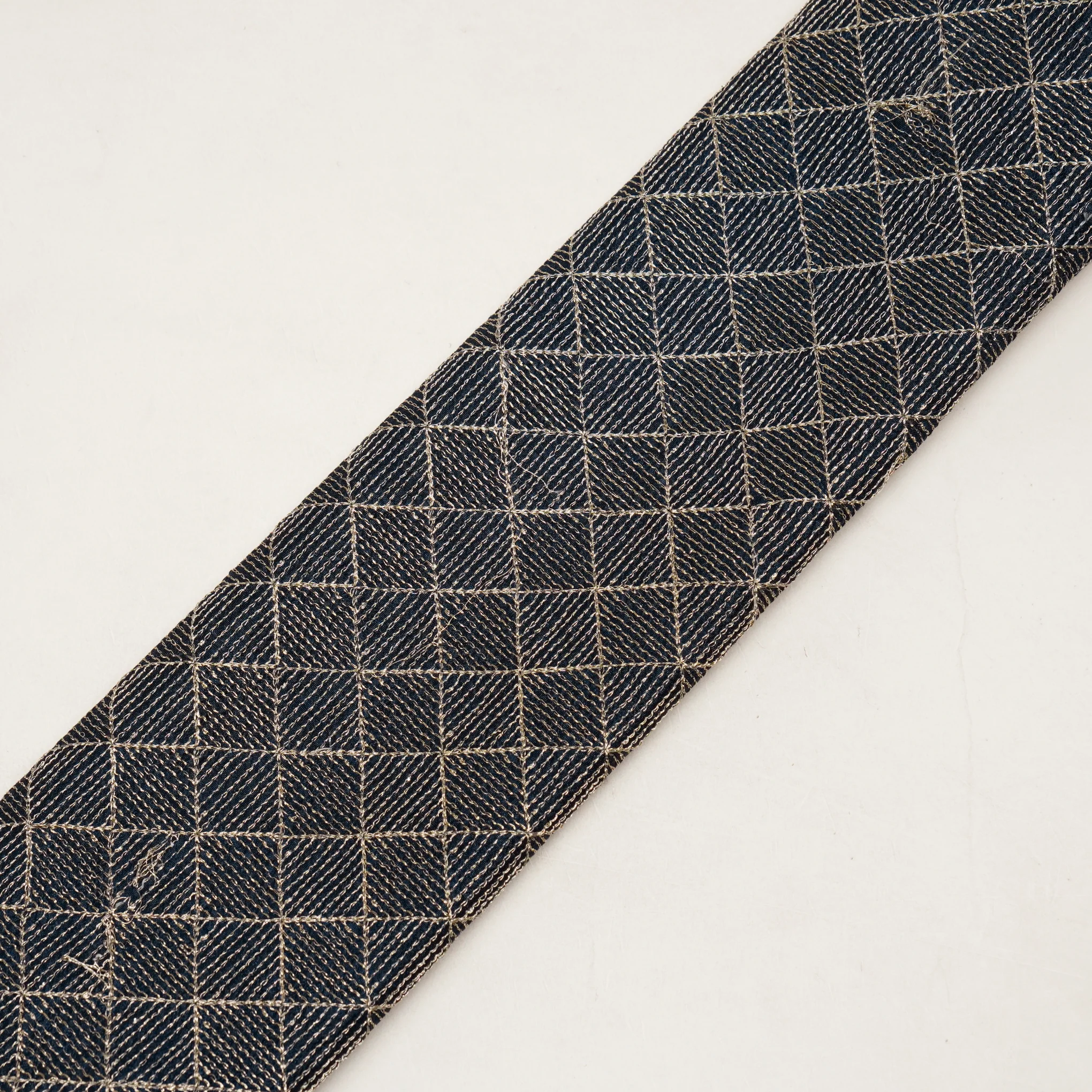 Rafik Navy Blue Silk Embroidered Fabric in Jaal Pattern - Image 4