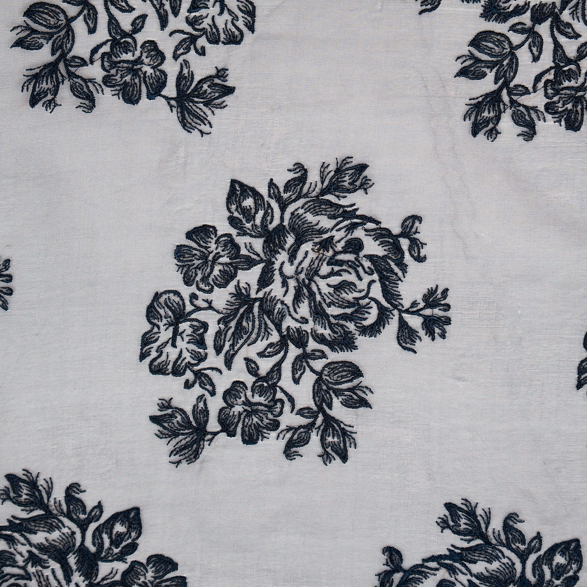 Roza Deep Grey Viscose Organza Embroidered Fabric in Buta - Image 3