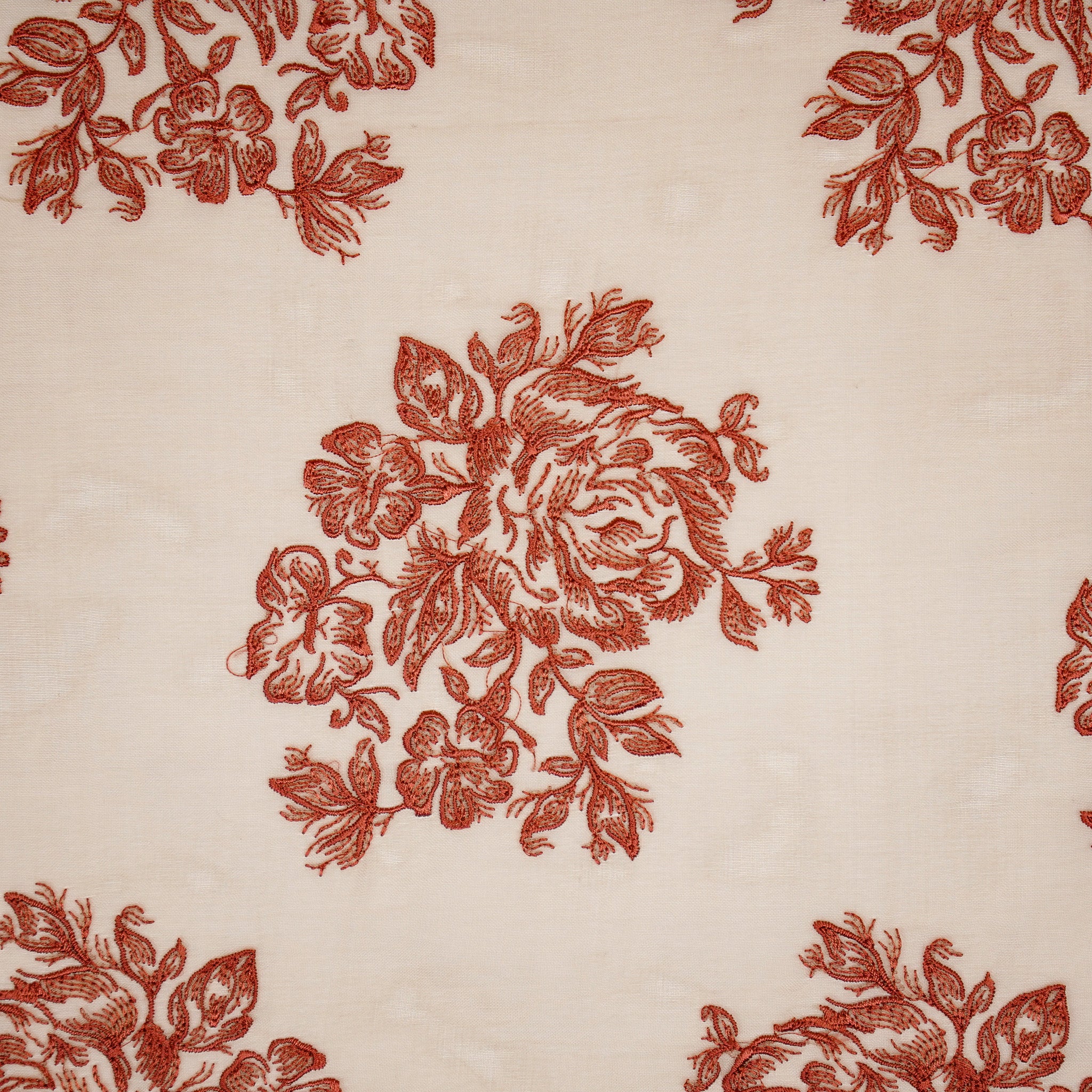 Roza Skin Viscose Organza Embroidered Fabric in Buta - Image 3