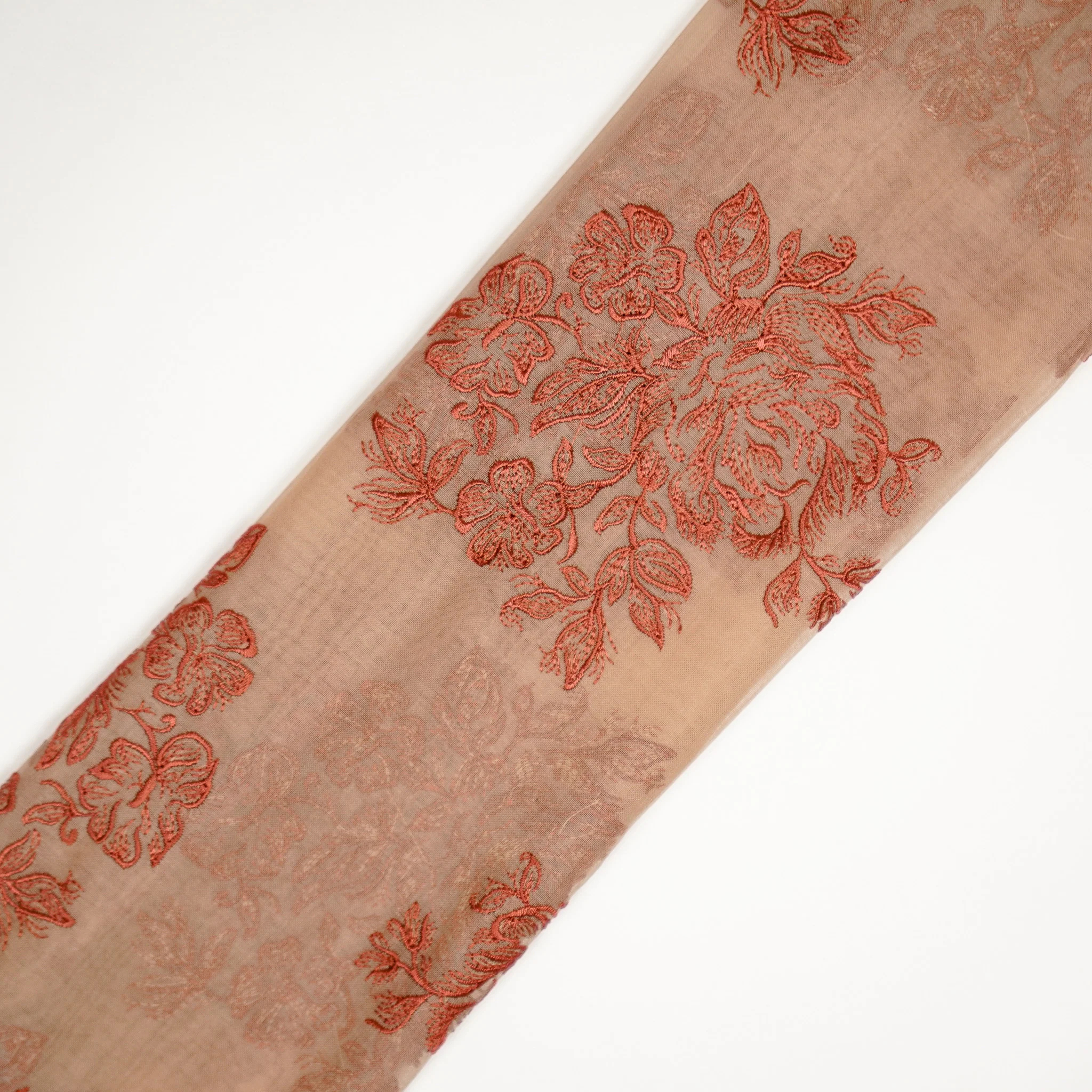 Roza Skin Viscose Organza Embroidered Fabric in Buta - Image 4