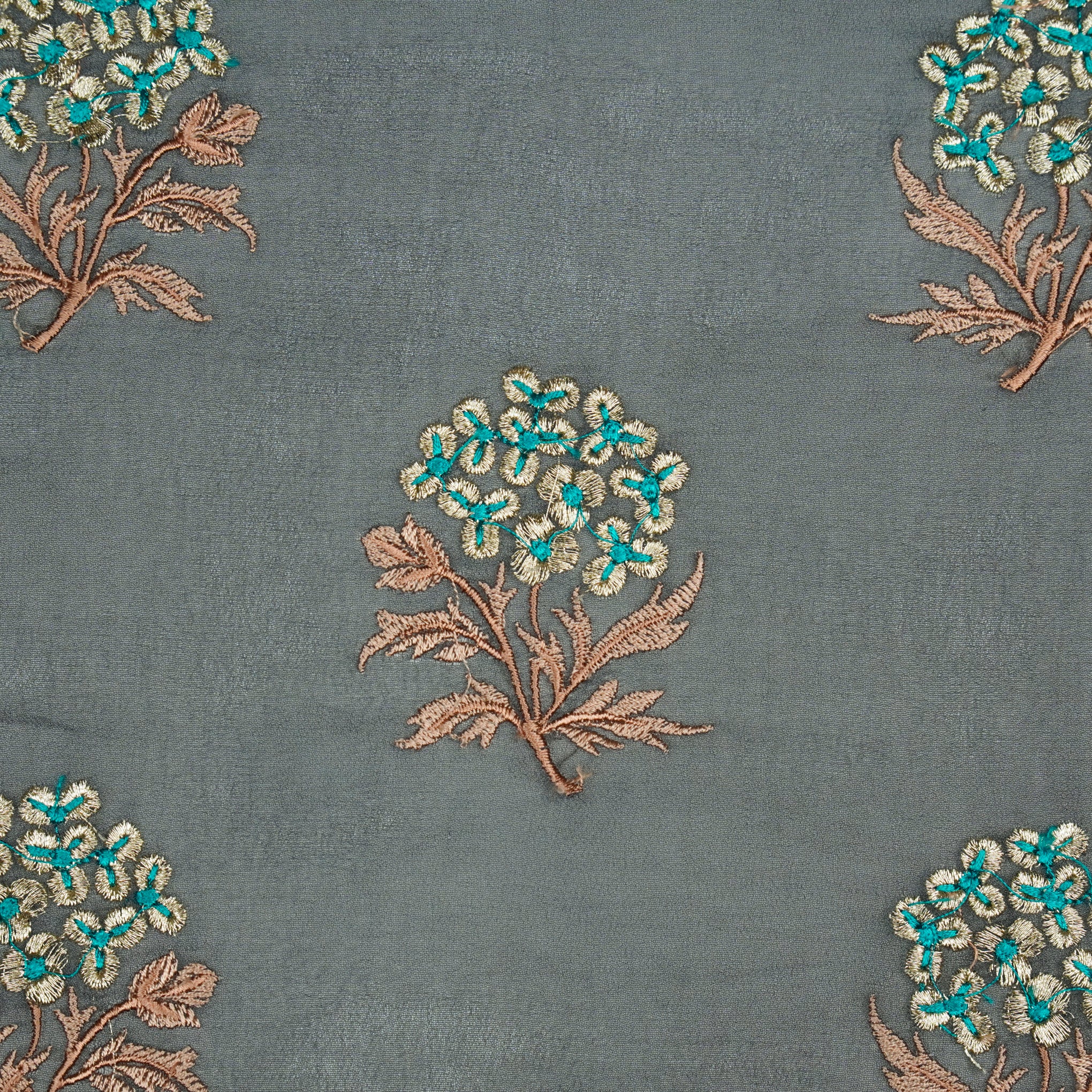 Ruhi Charcoal Viscose Georgette Embroidered Fabric in Buta Pattern - Image 3