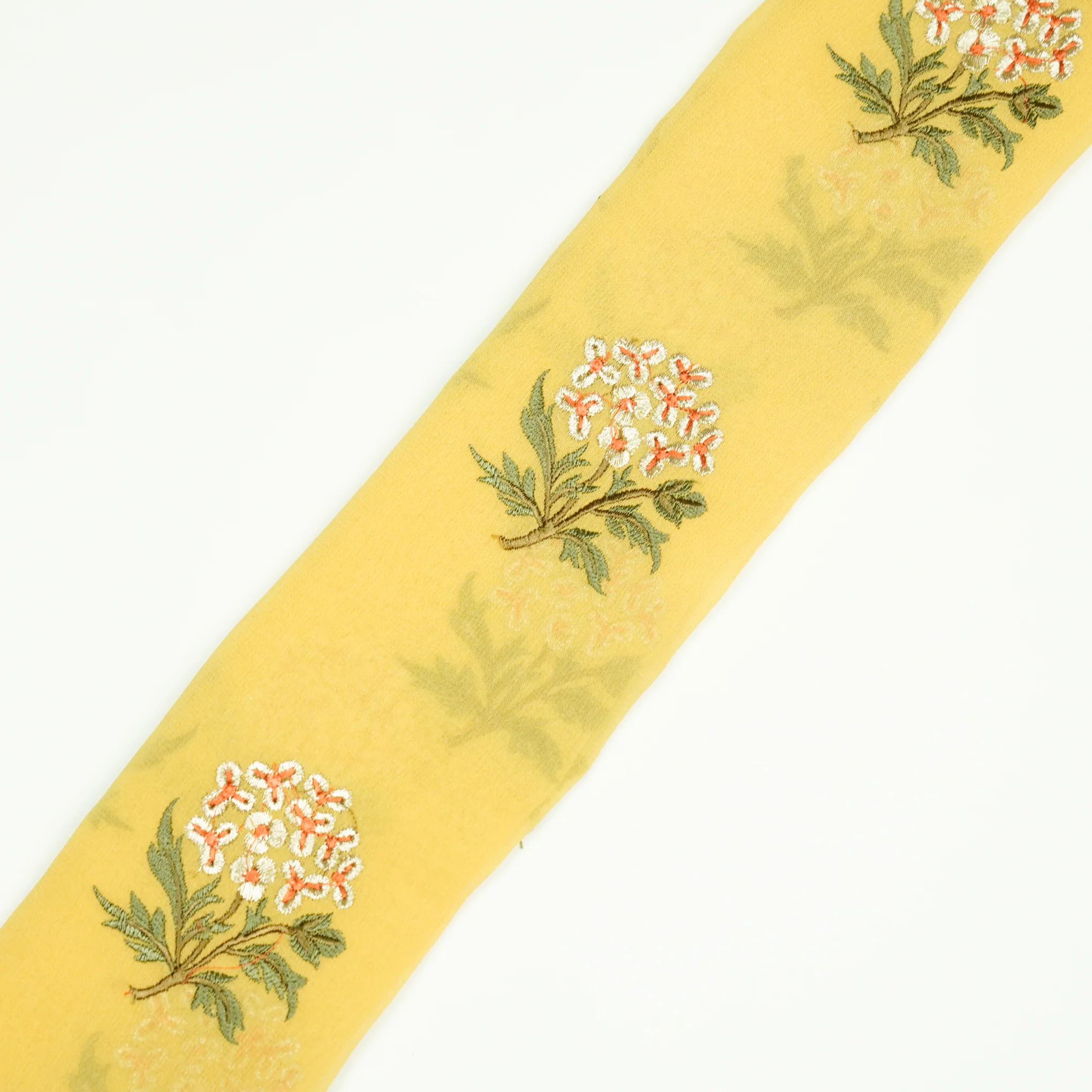 Ruhi Lemon Viscose Georgette Embroidered Fabric in Buta Pattern - Image 4