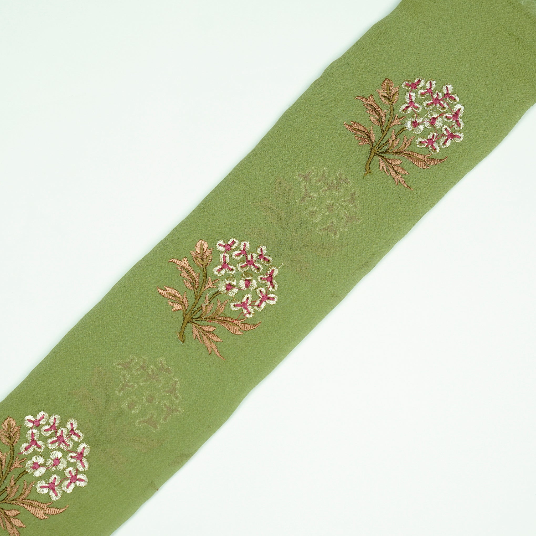 Ruhi Sea Green Viscose Georgette Embroidered Fabric in Buta Pattern - Image 4