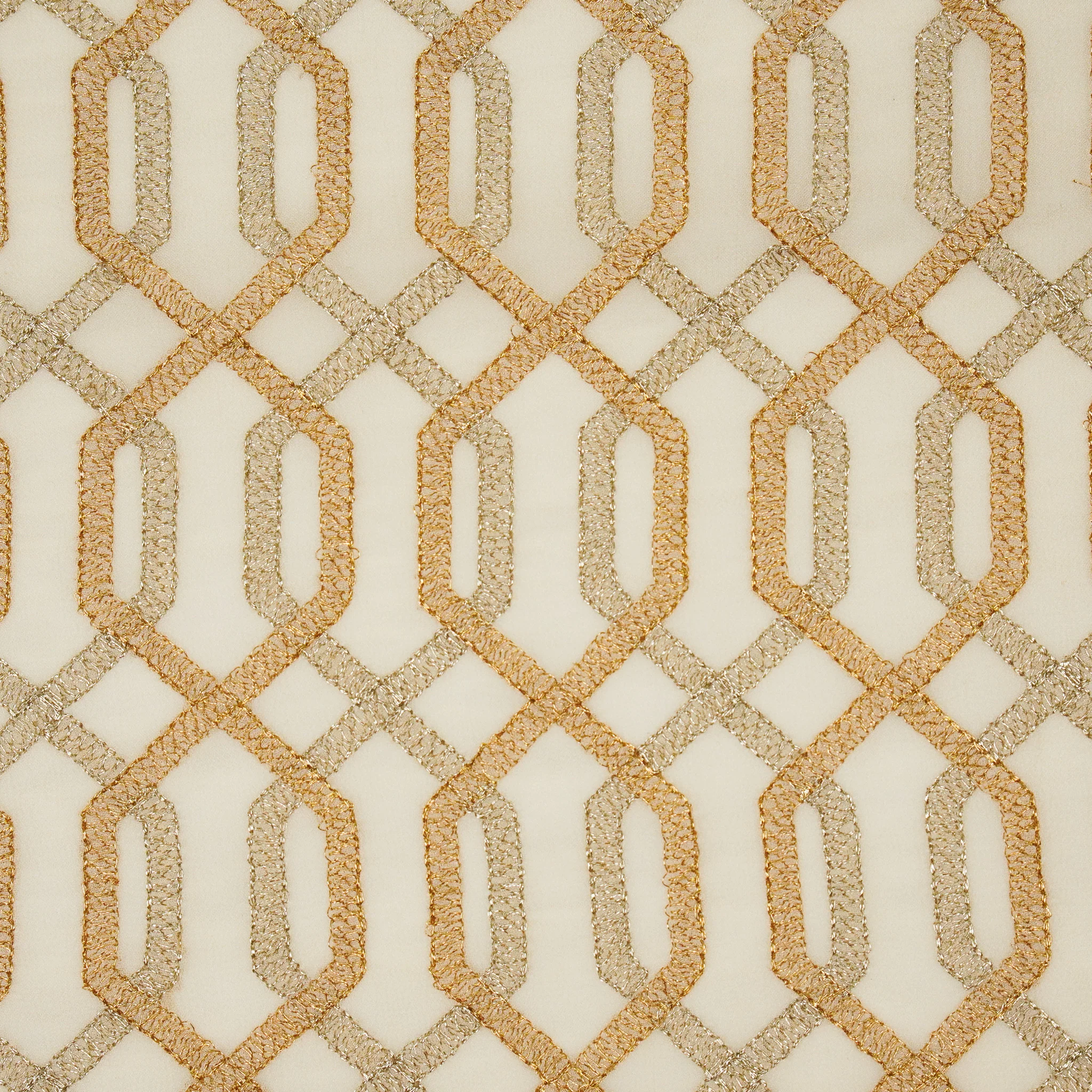 Rutui Cream Viscose Georgette Embroidered Fabric in Jaal Pattern - Image 3