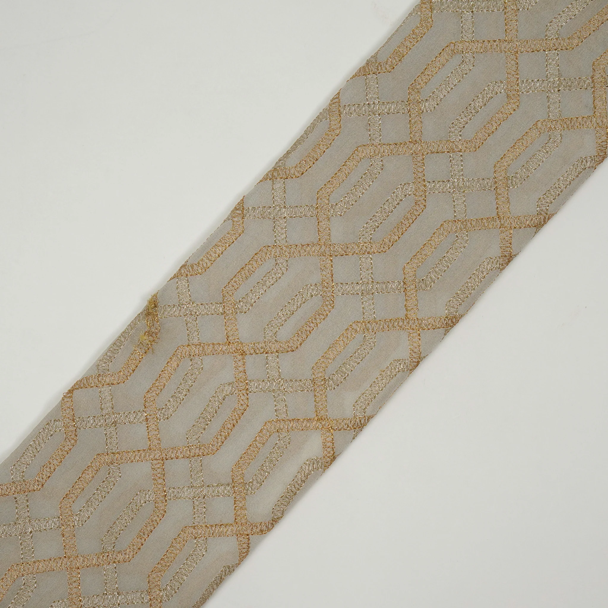 Rutui Ivory Viscose Georgette Embroidered Fabric in Jaal Pattern - Image 4