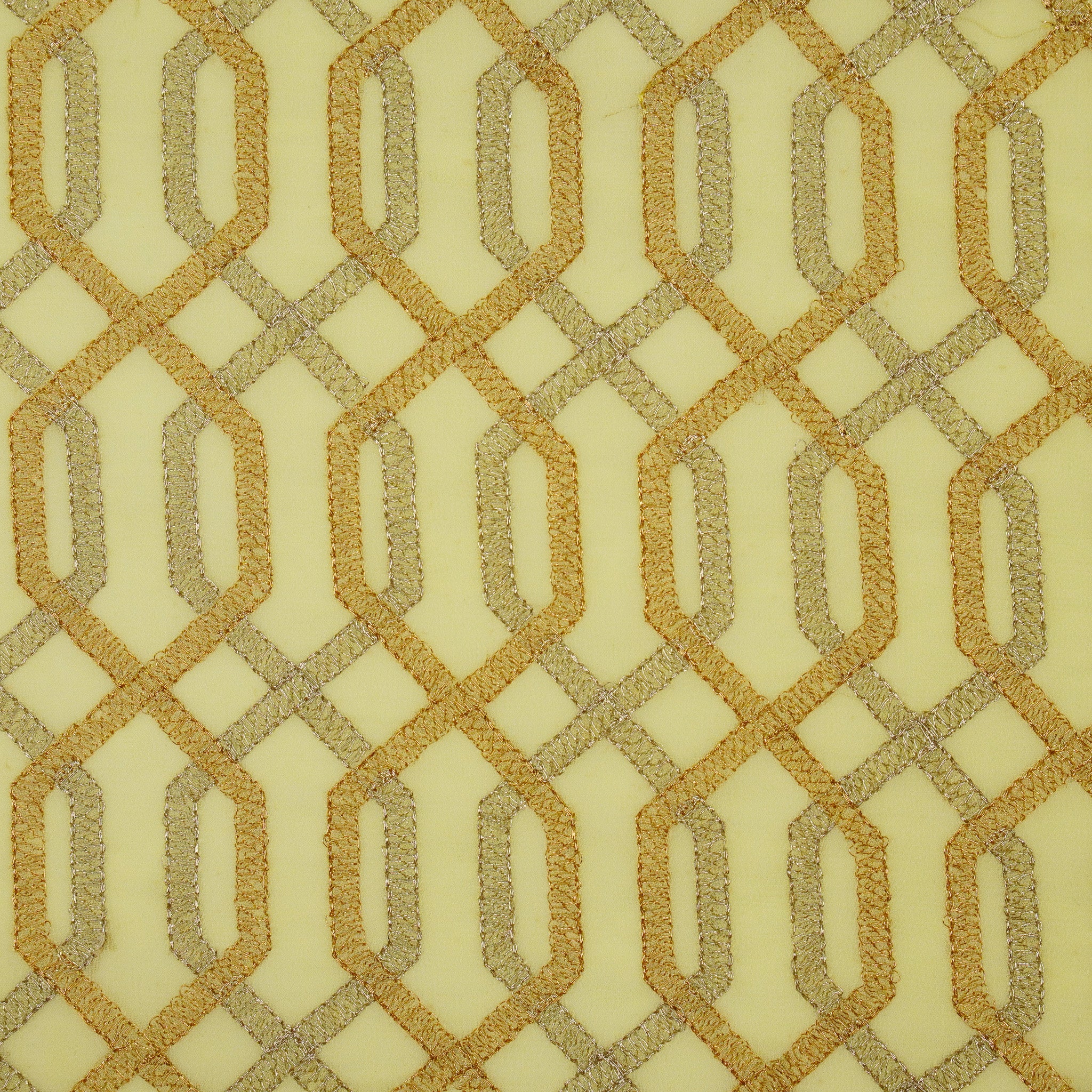 Rutui Lemon Viscose Georgette Embroidered Fabric in Jaal Pattern - Image 3