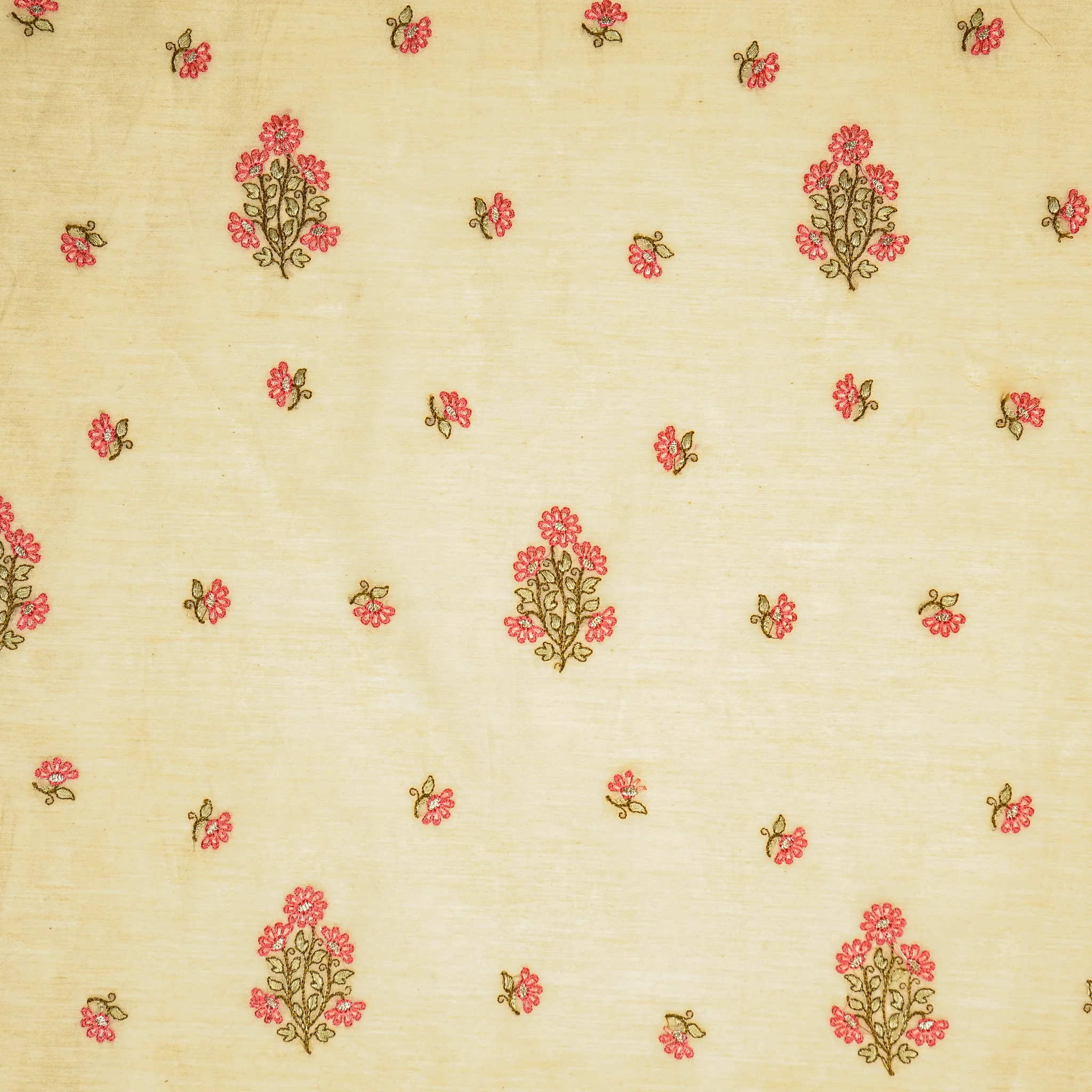 Safiya Beige Chanderi Embroidered Fabric in Buta Buti Mixture Pattern - Image 2