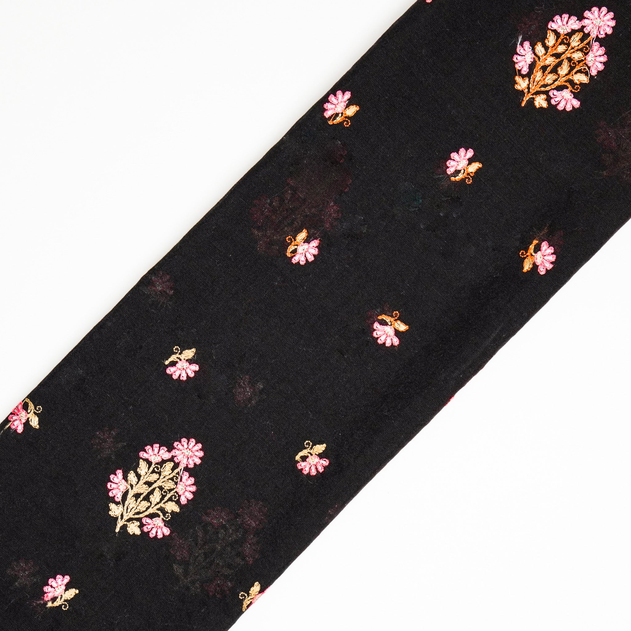 Safiya Black Chanderi Embroidered Fabric in Buta Buti Mixture Pattern - Image 4