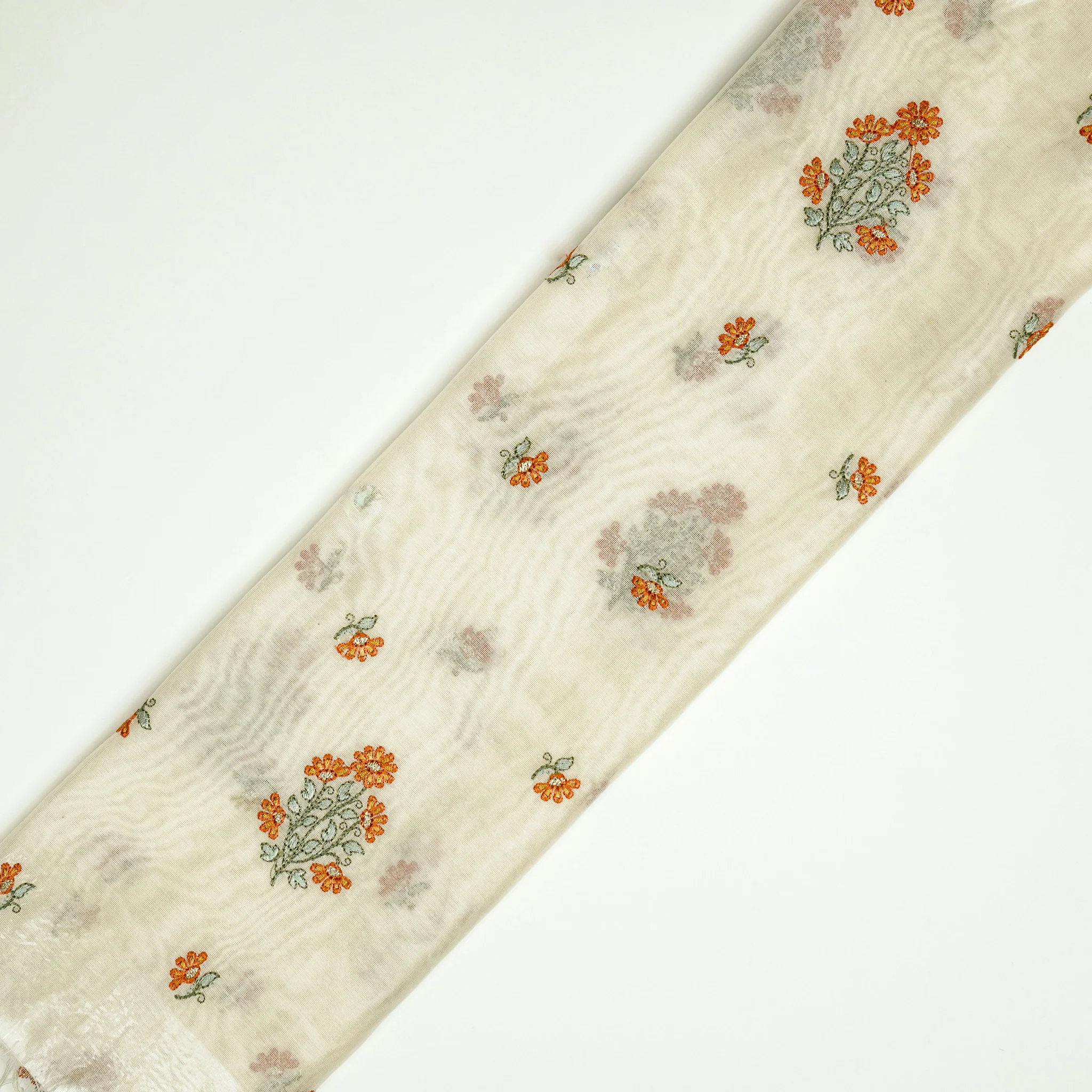 Safiya Cream Chanderi Embroidered Fabric in Buta Buti Mixture Pattern - Image 4