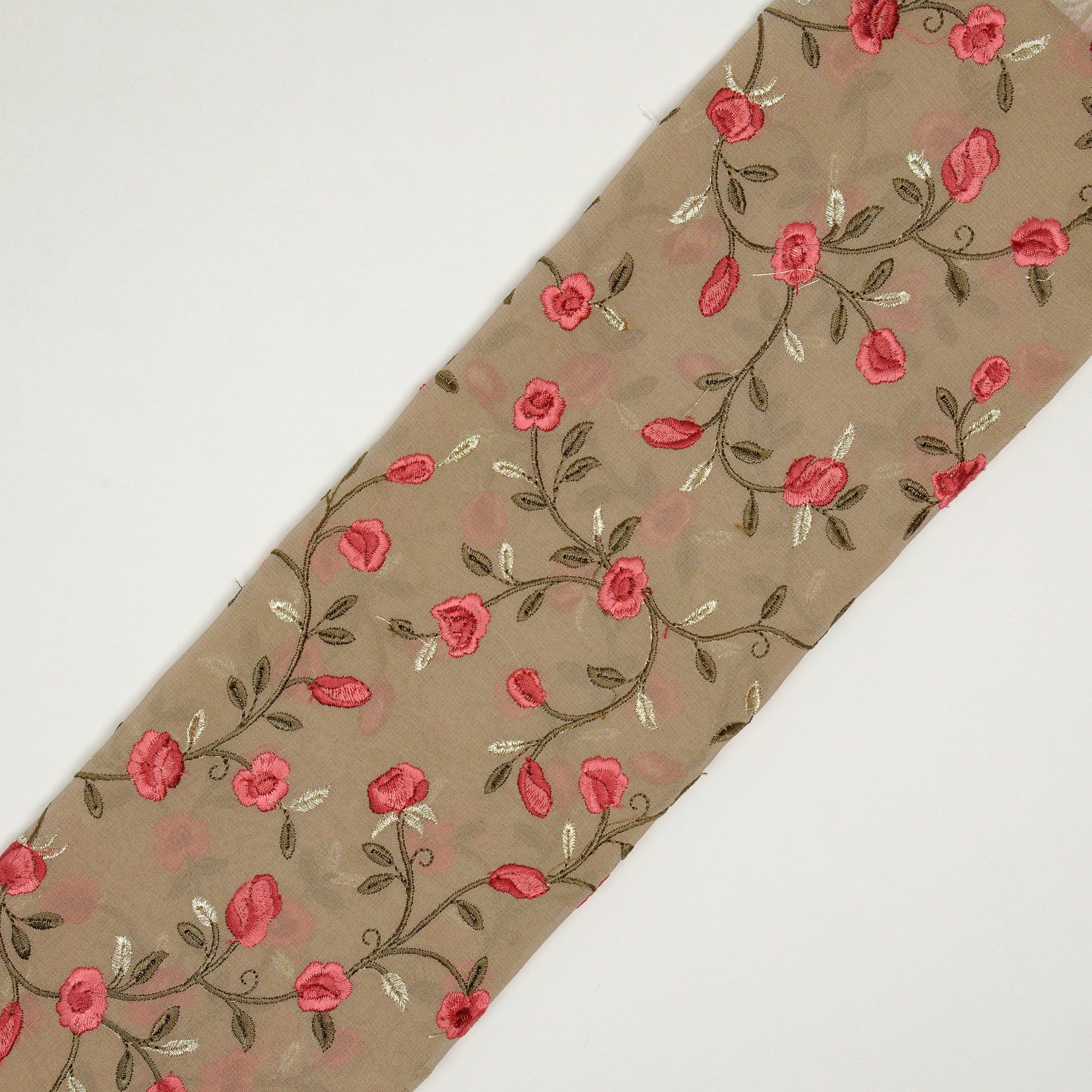Saha Chiku Viscose Georgette Embroidered Fabric in Jaal Pattern - Image 4