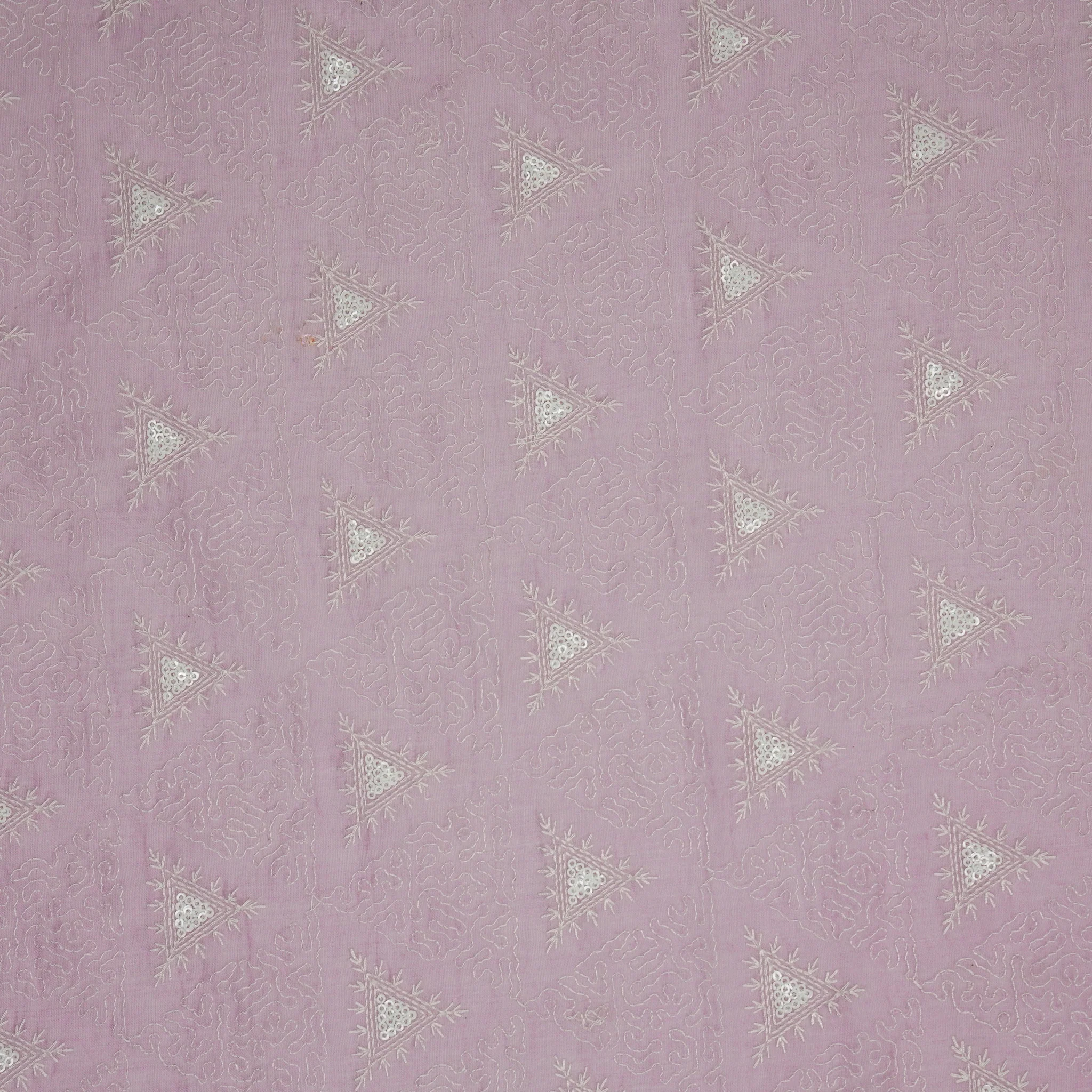 Samreen Lilac Mul Chanderi Embroidered Fabric in Buta Pattern - Image 3