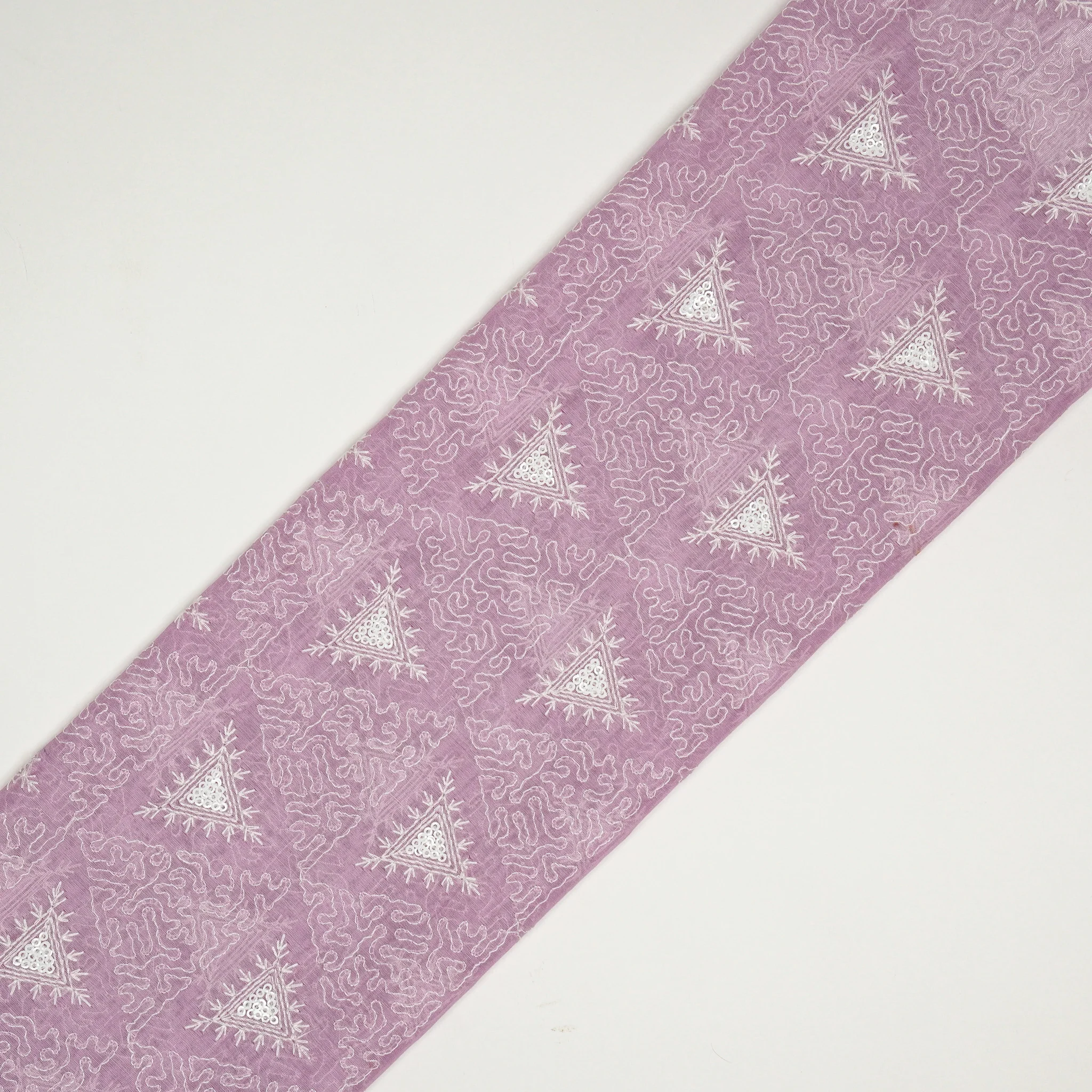 Samreen Lilac Mul Chanderi Embroidered Fabric in Buta Pattern - Image 4