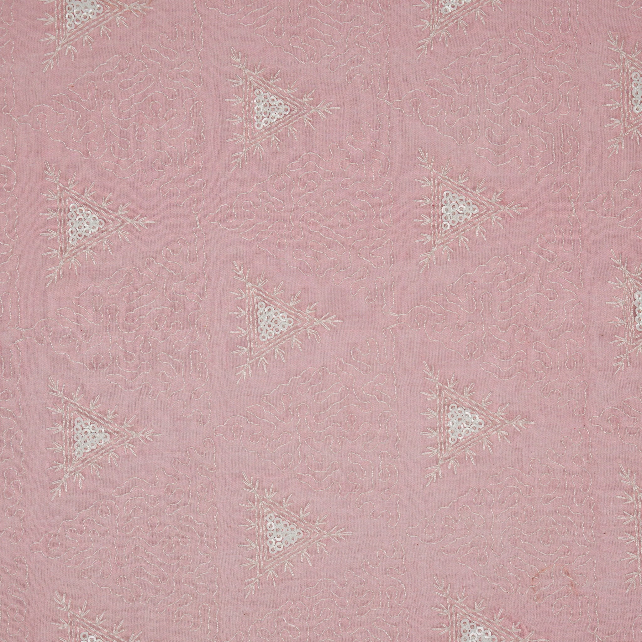 Samreen Pink Mul Chanderi Embroidered Fabric in Buta Pattern - Image 3
