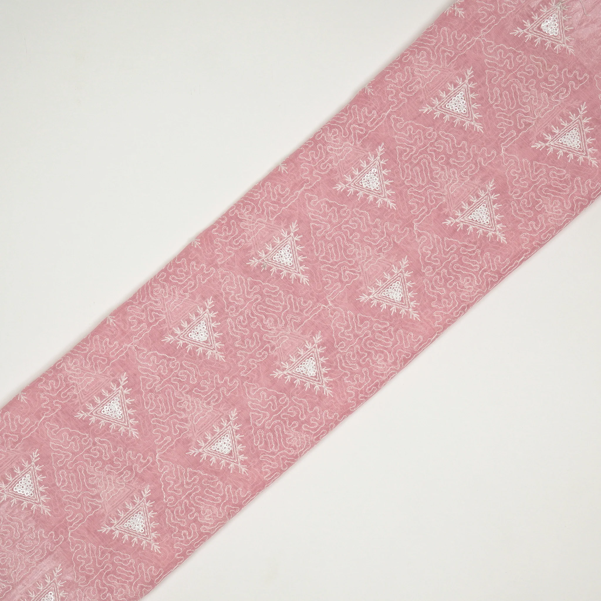 Samreen Pink Mul Chanderi Embroidered Fabric in Buta Pattern - Image 4