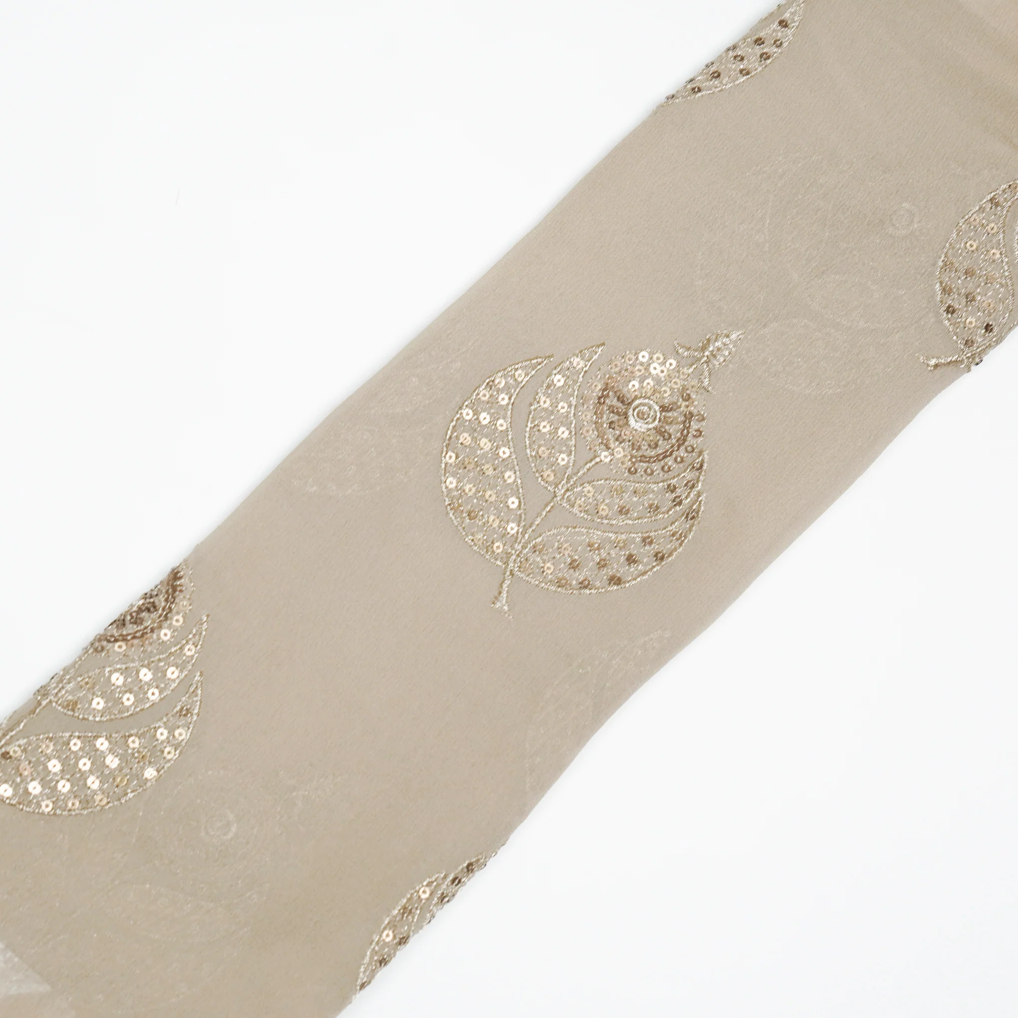 Sara Cream Viscose Georgette Embroidered Fabric in Buta Pattern - Image 4