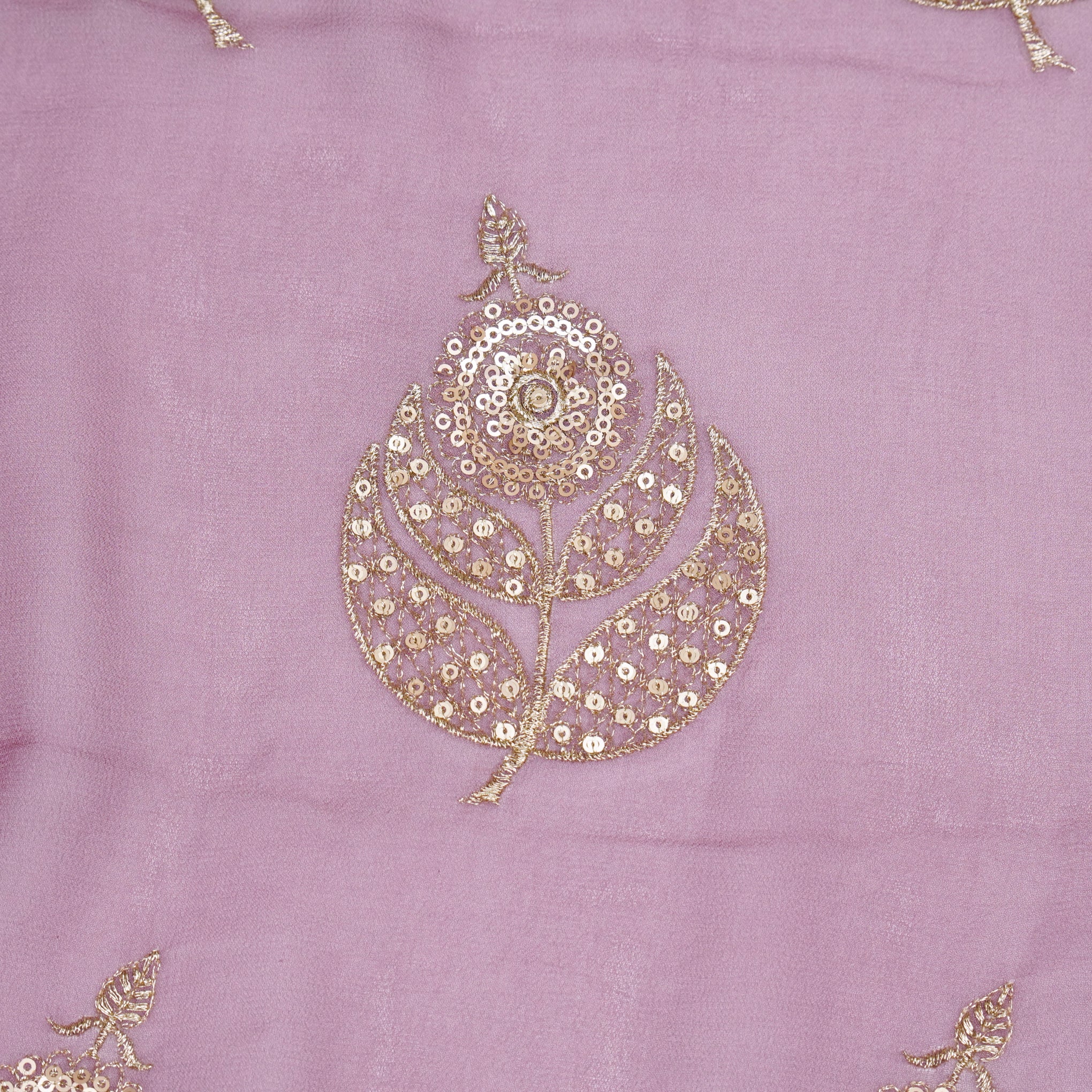 Sara Deep Mauve Viscose Georgette Embroidered Fabric in Buta Pattern - Image 3