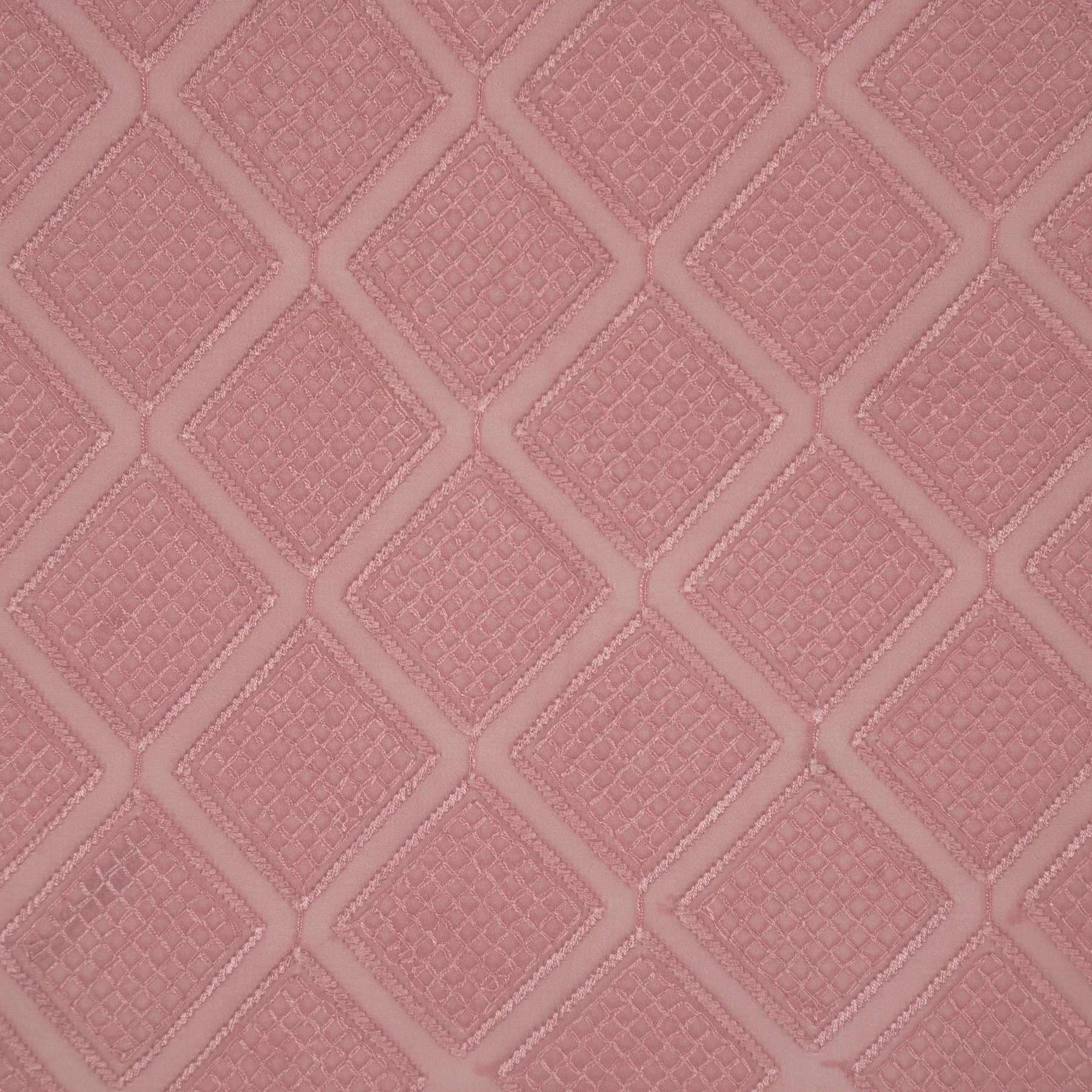 Shaheen Deep Pink Viscose Georgette Embroidered Fabric in Geometric Jaal Pattern - Image 3