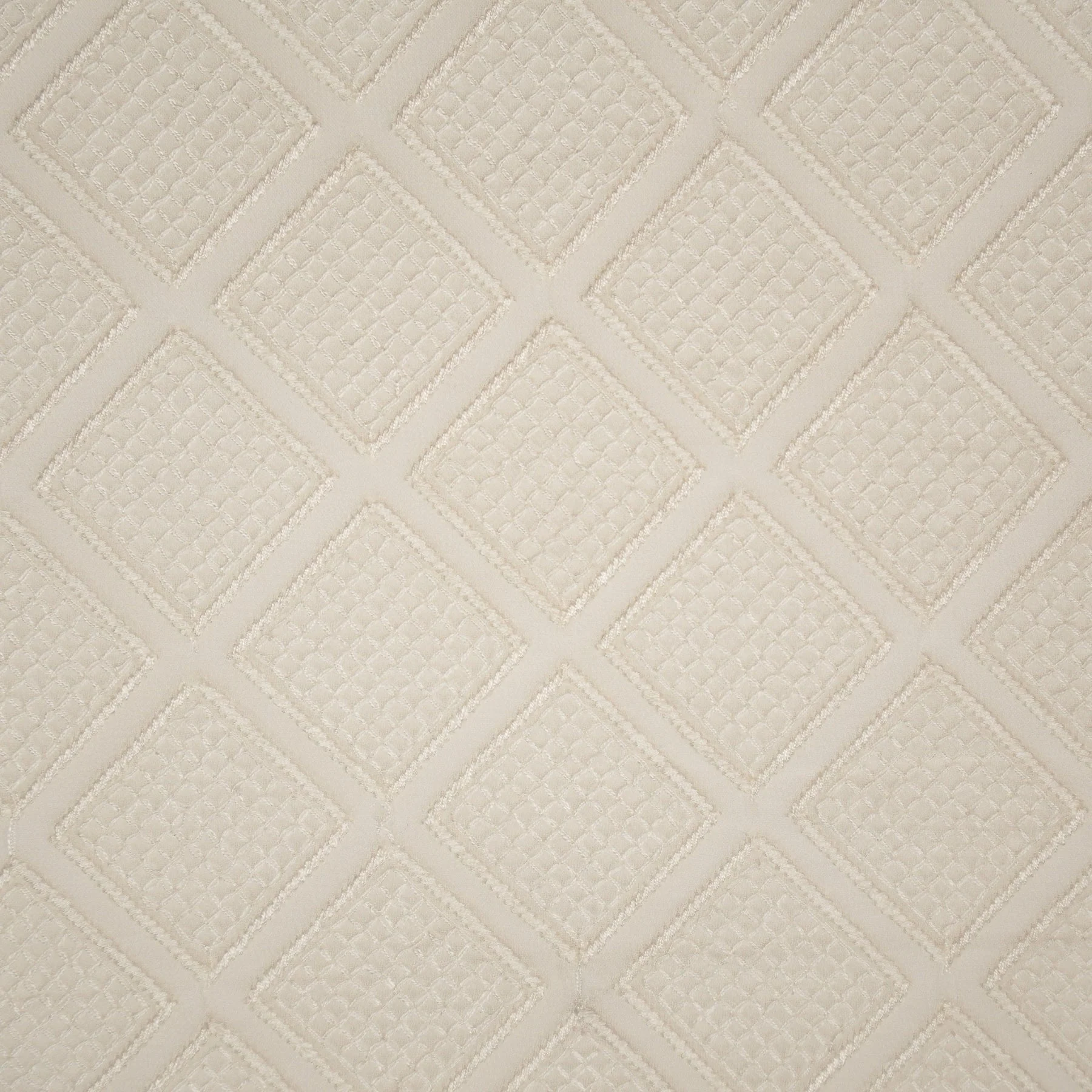 Shaheen White Viscose Georgette Embroidered Fabric in Geometric Jaal Pattern - Image 3
