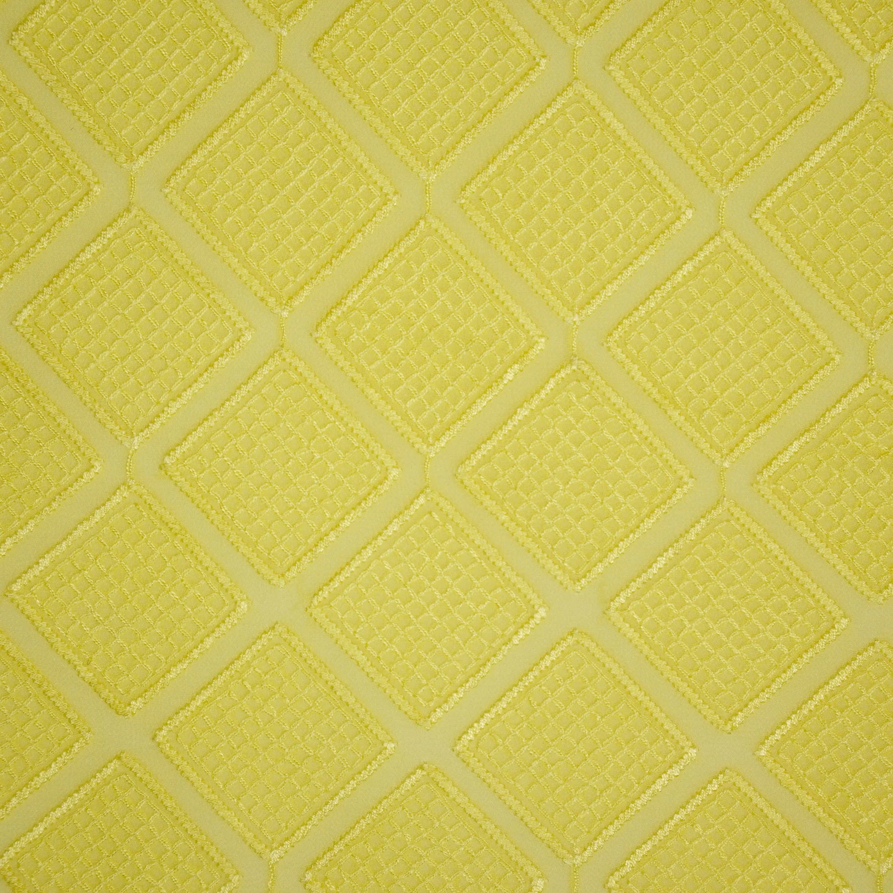 Shaheen Yellow Viscose Georgette Embroidered Fabric in Geometric Jaal Pattern - Image 3