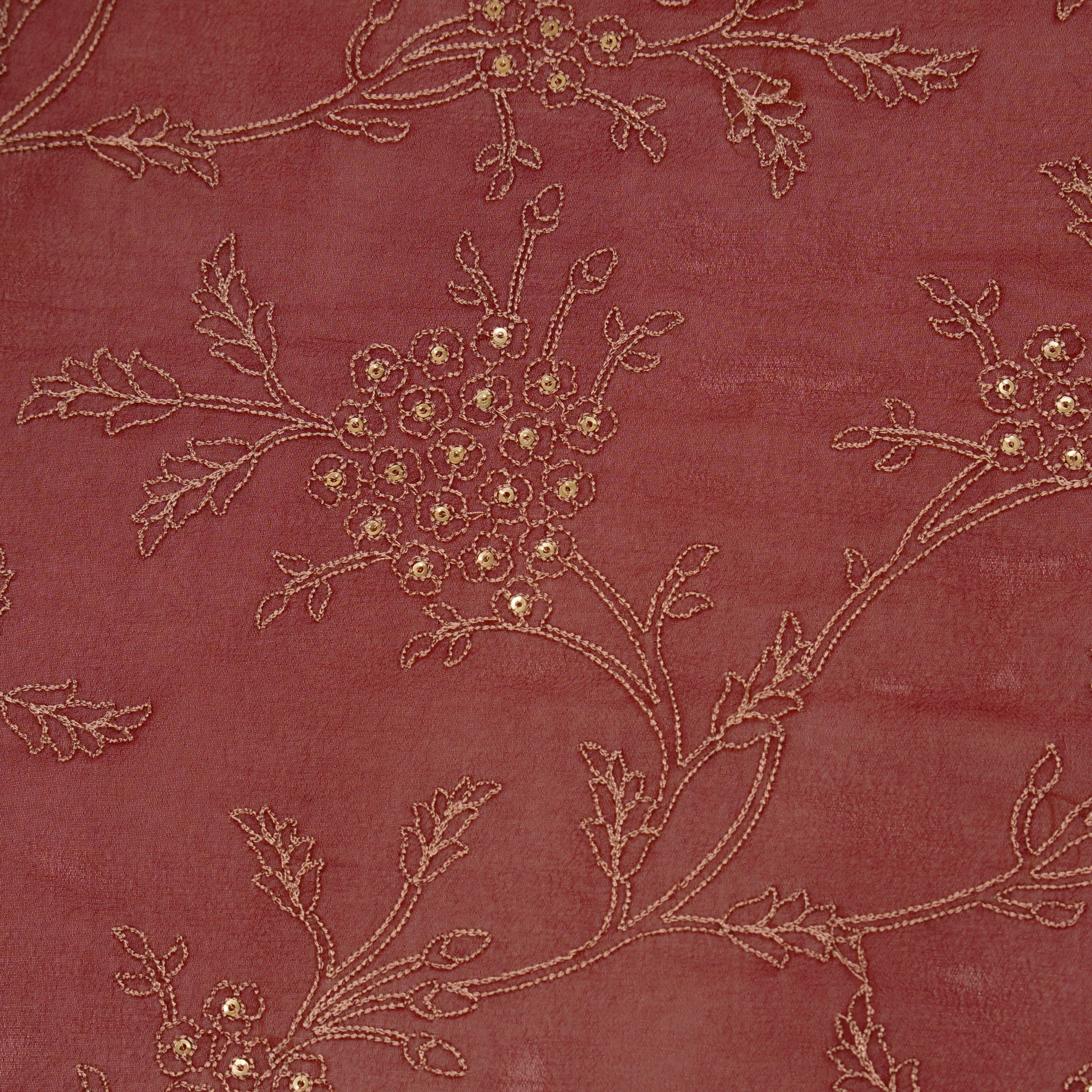 Shida Maroon Viscose Georgette Embroidered Fabric in Jaal Pattern - Image 3