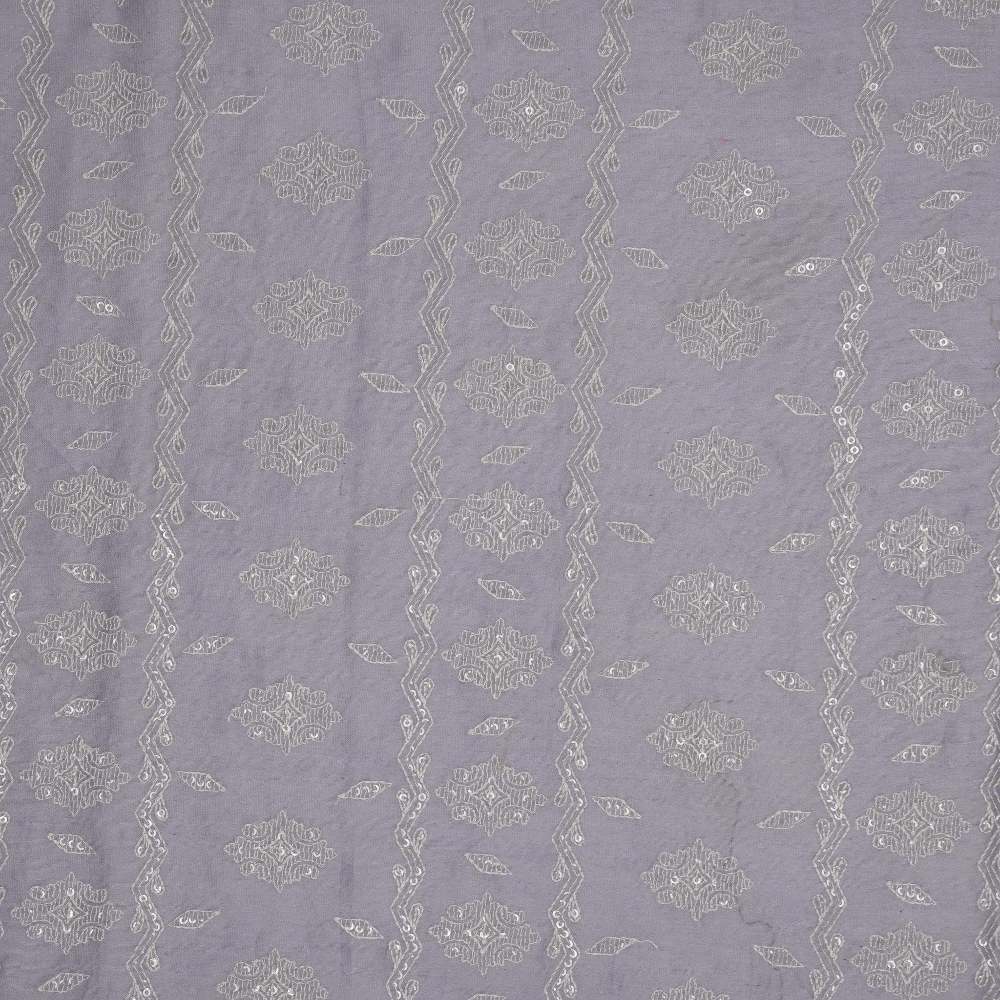 Shifa Mauve Chanderi Embroidered Fabric in Jaal Pattern - Image 2