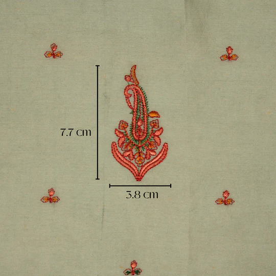 Shumaila Light Grey Chanderi Embroidered Fabric in Buta Buti Mixture Pattern - Image 3