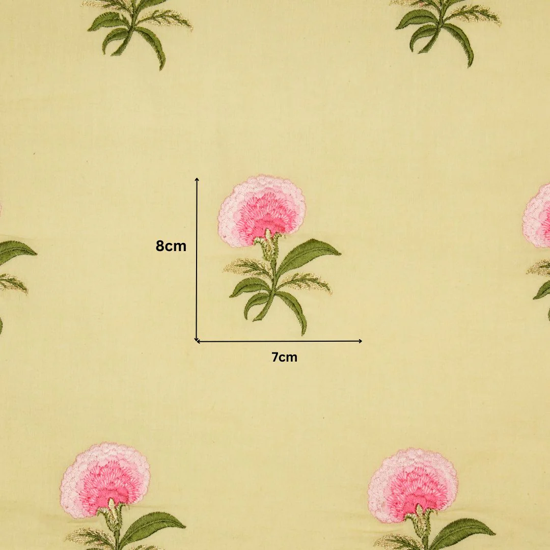 Aarani Cream Chanderi Embroidered Fabric in Buta - Image 5
