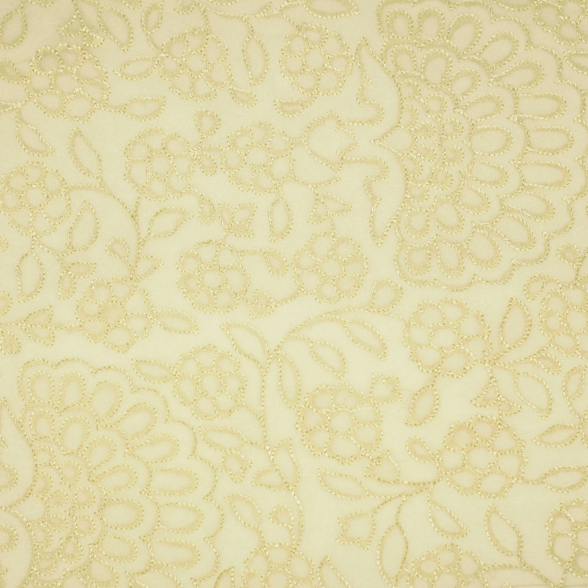 Taufiq Beige Chanderi Embroidered Fabric in Jaal Pattern - Image 2