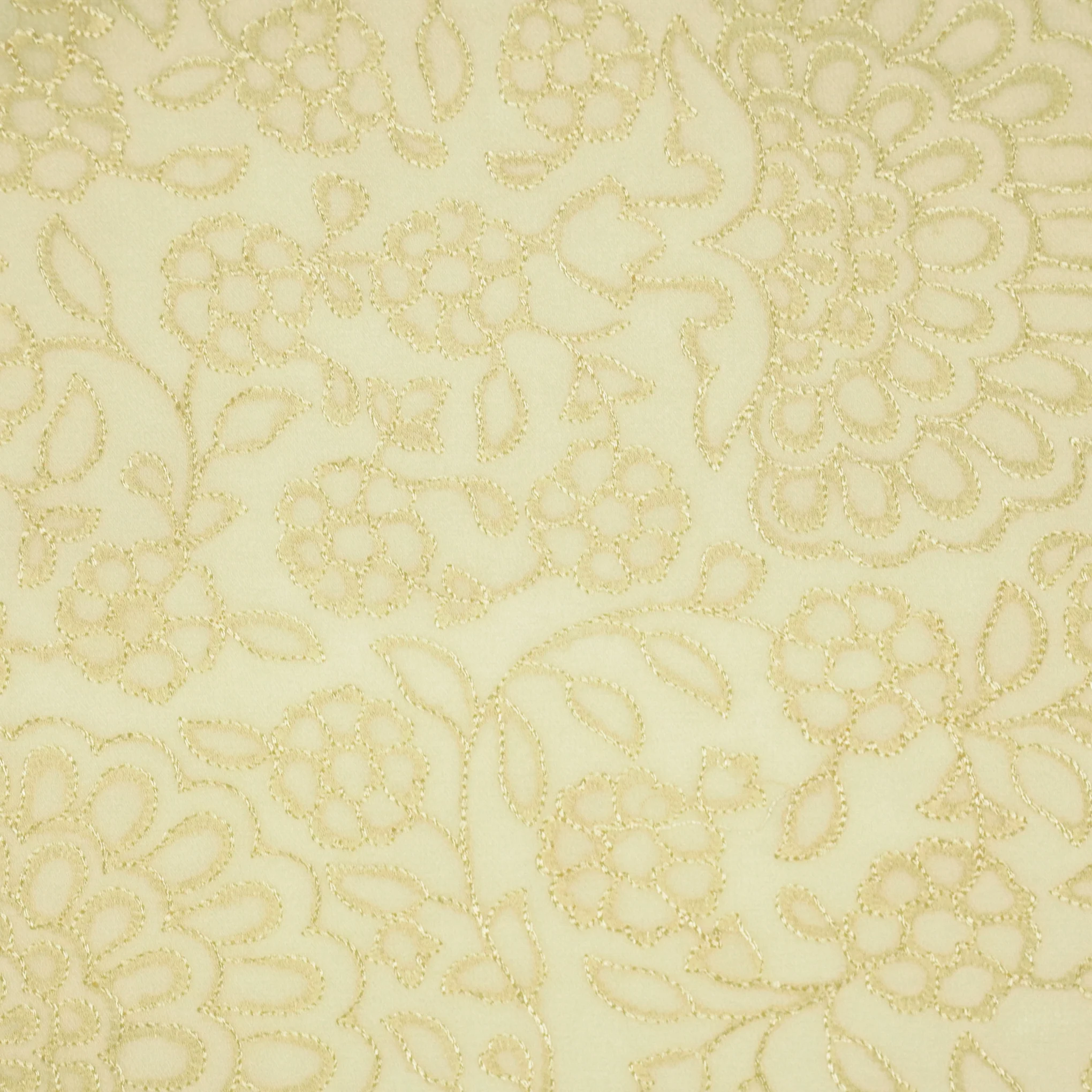 Taufiq Beige Chanderi Embroidered Fabric in Jaal Pattern - Image 3