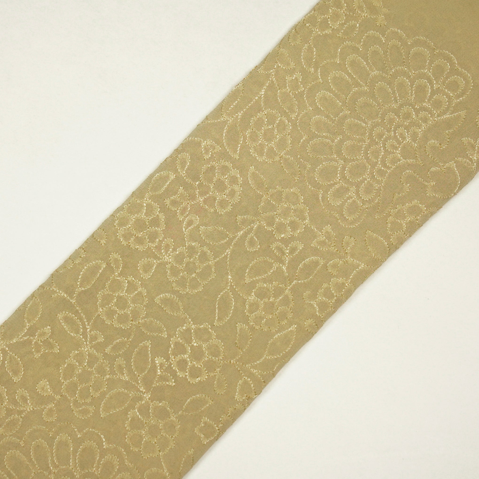 Taufiq Beige Chanderi Embroidered Fabric in Jaal Pattern - Image 4