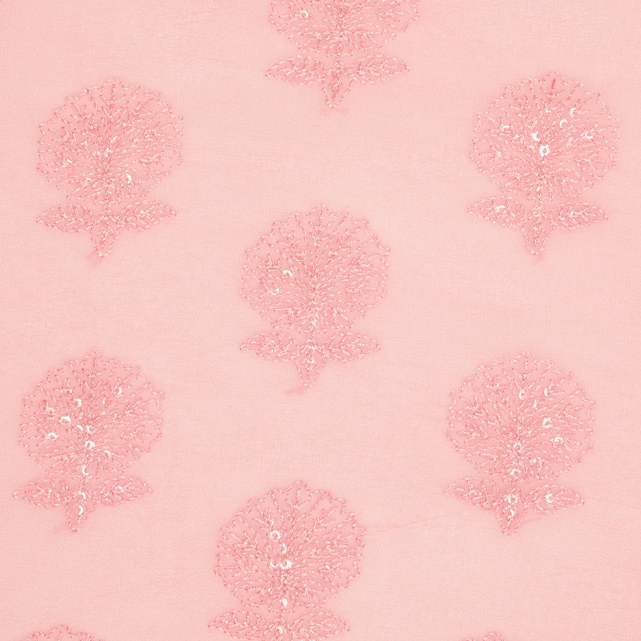 Sidra Pink Viscose Georgette Embroidered Fabric in Buta Pattern - Image 3