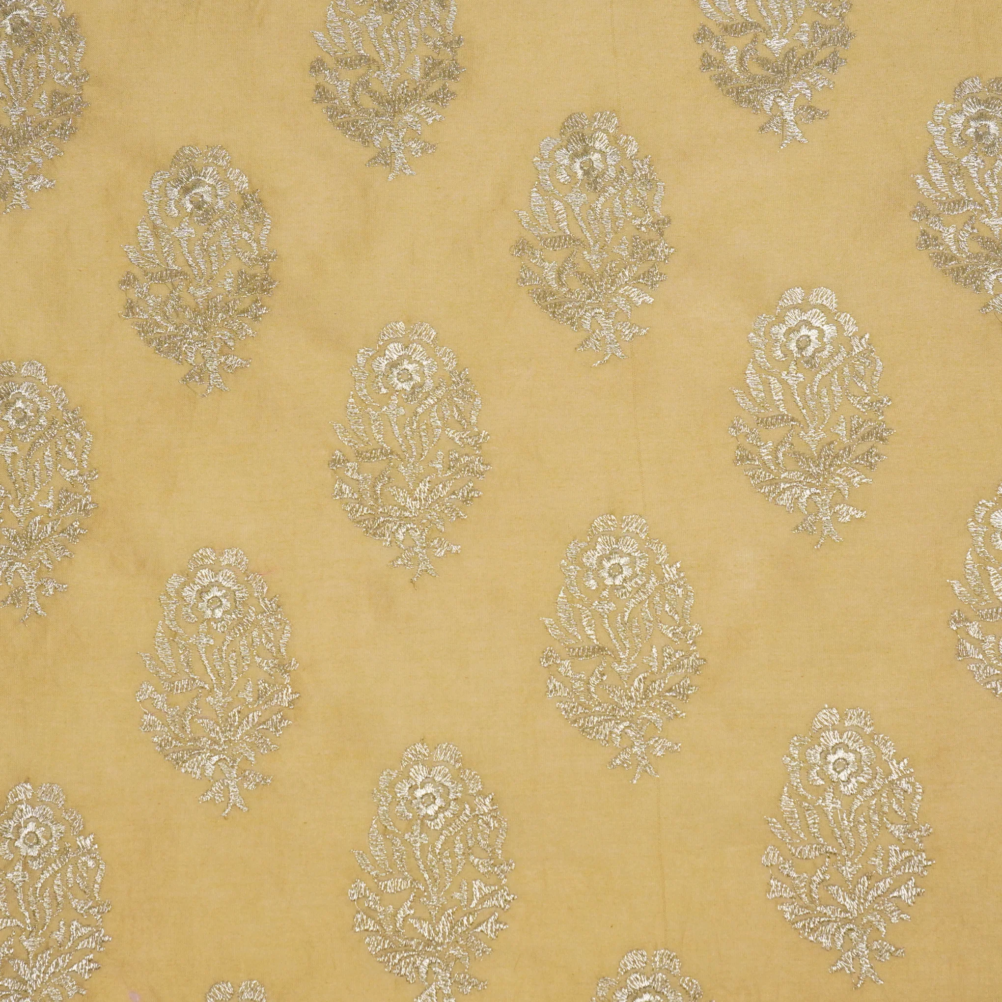 Siraj Beige Chanderi Embroidered Fabric in Buta Pattern - Image 2