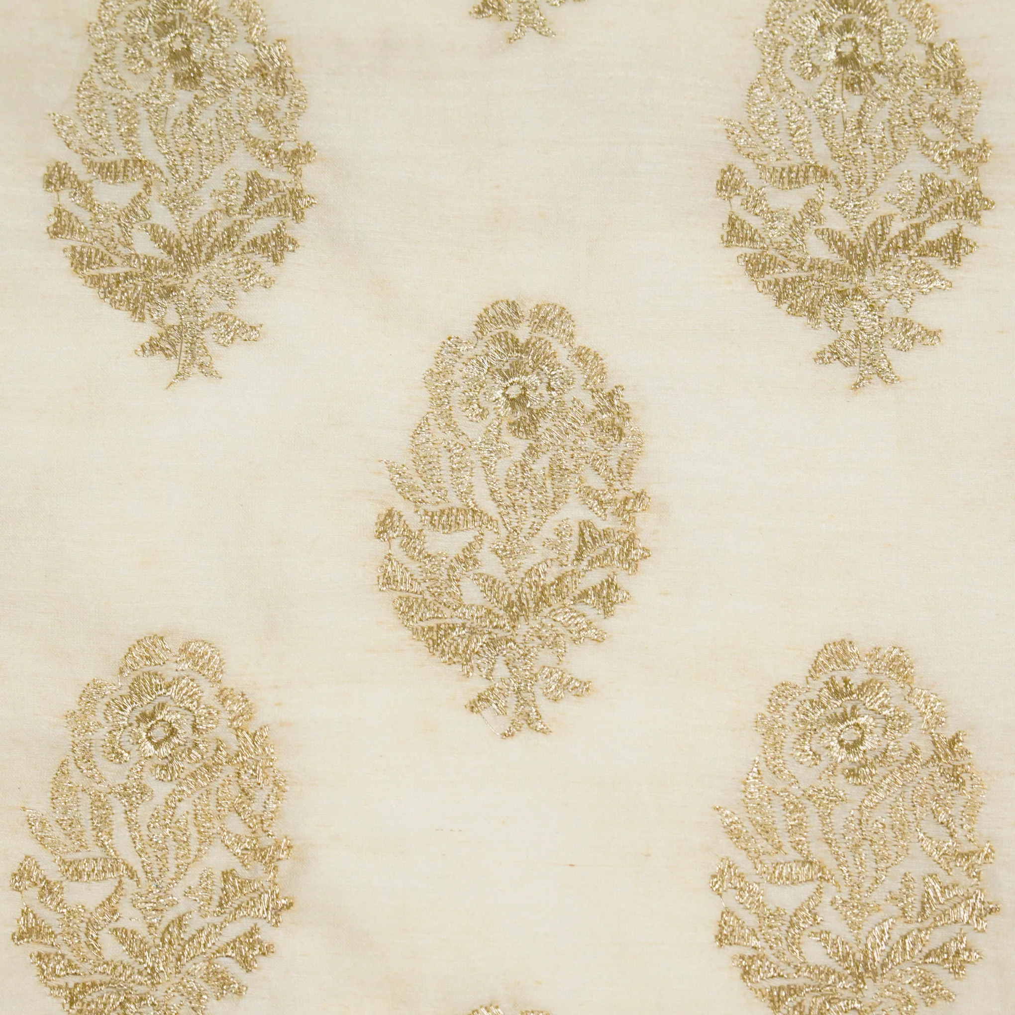 Siraj Cream Chanderi Embroidered Fabric in Buta Pattern - Image 3