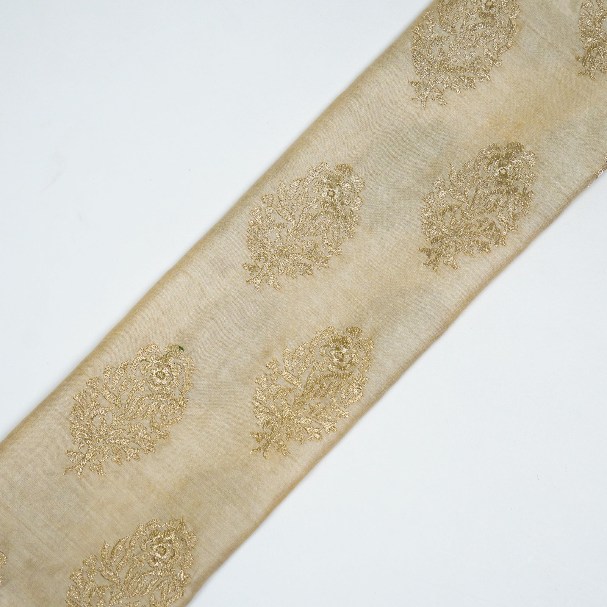 Siraj Cream Chanderi Embroidered Fabric in Buta Pattern - Image 4