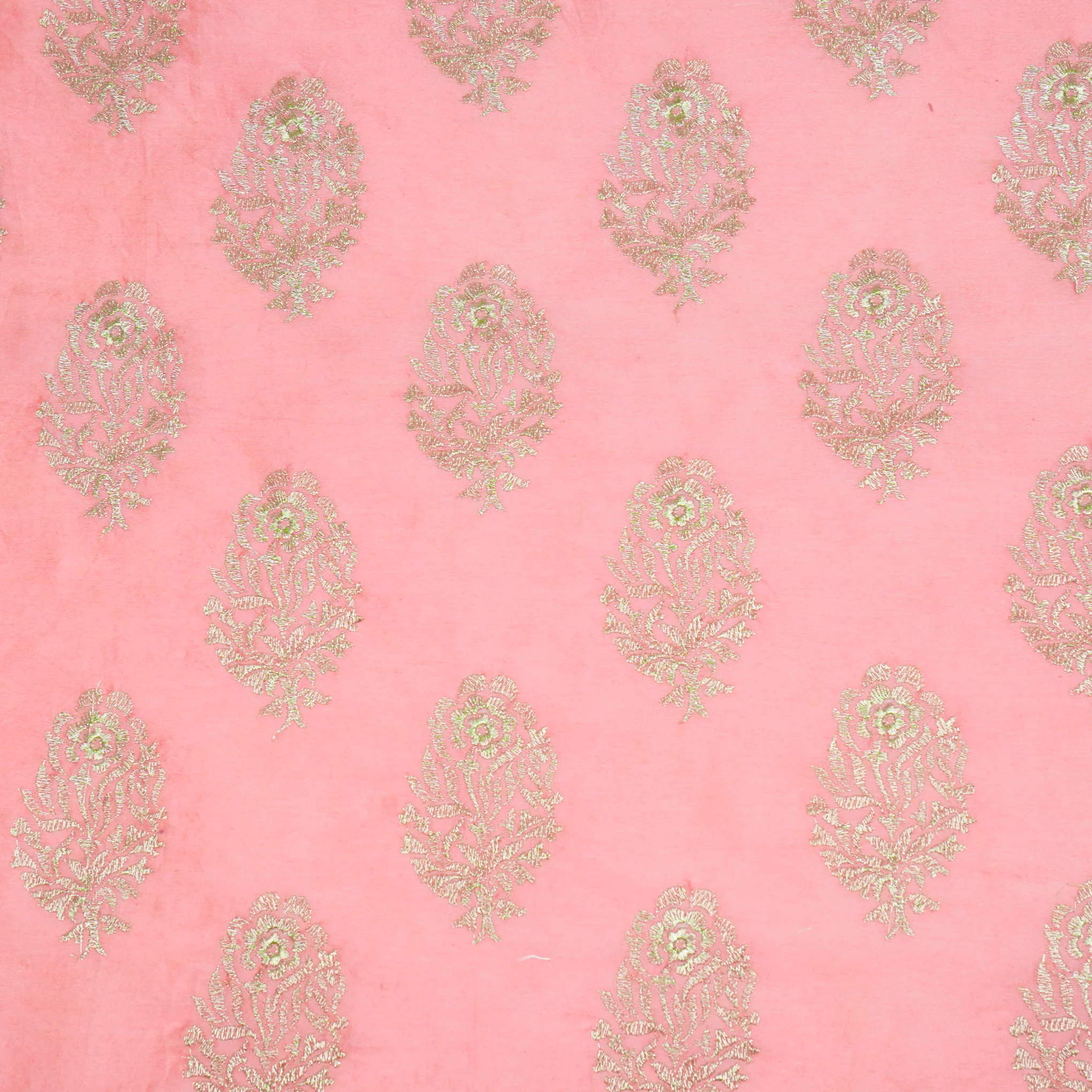 Siraj Gajari Chanderi Embroidered Fabric in Buta Pattern - Image 2