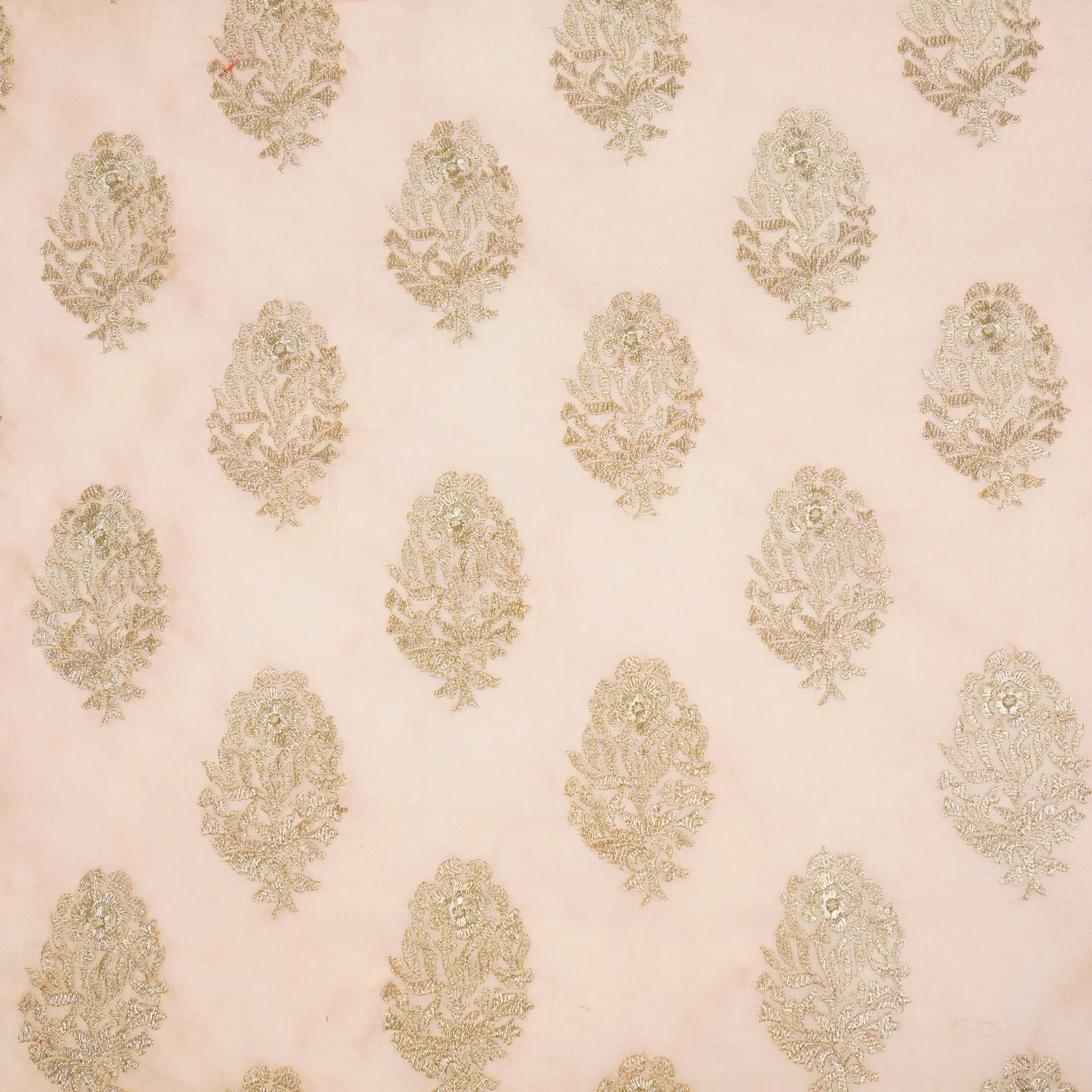 Siraj Light Peach Chanderi Embroidered Fabric in Buta Pattern - Image 2
