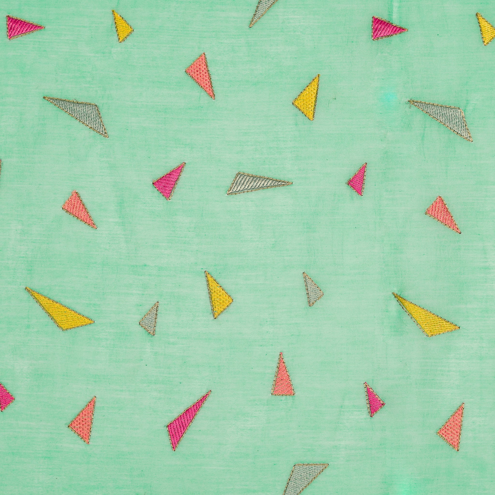 Taara Aqua Chanderi Embroidered Fabric in Buti Pattern - Image 2