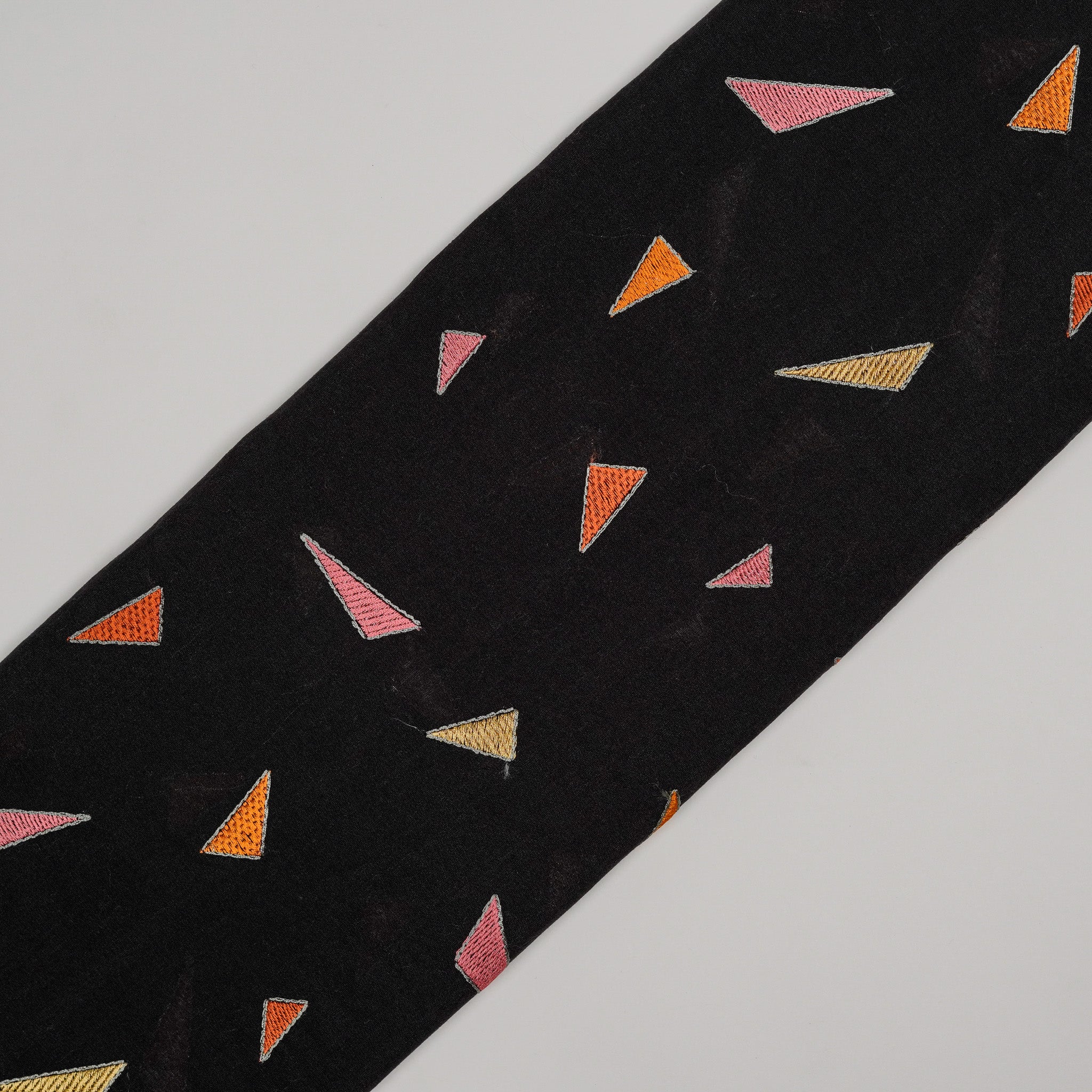 Taara Black Chanderi Embroidered Fabric in Buti Pattern - Image 4
