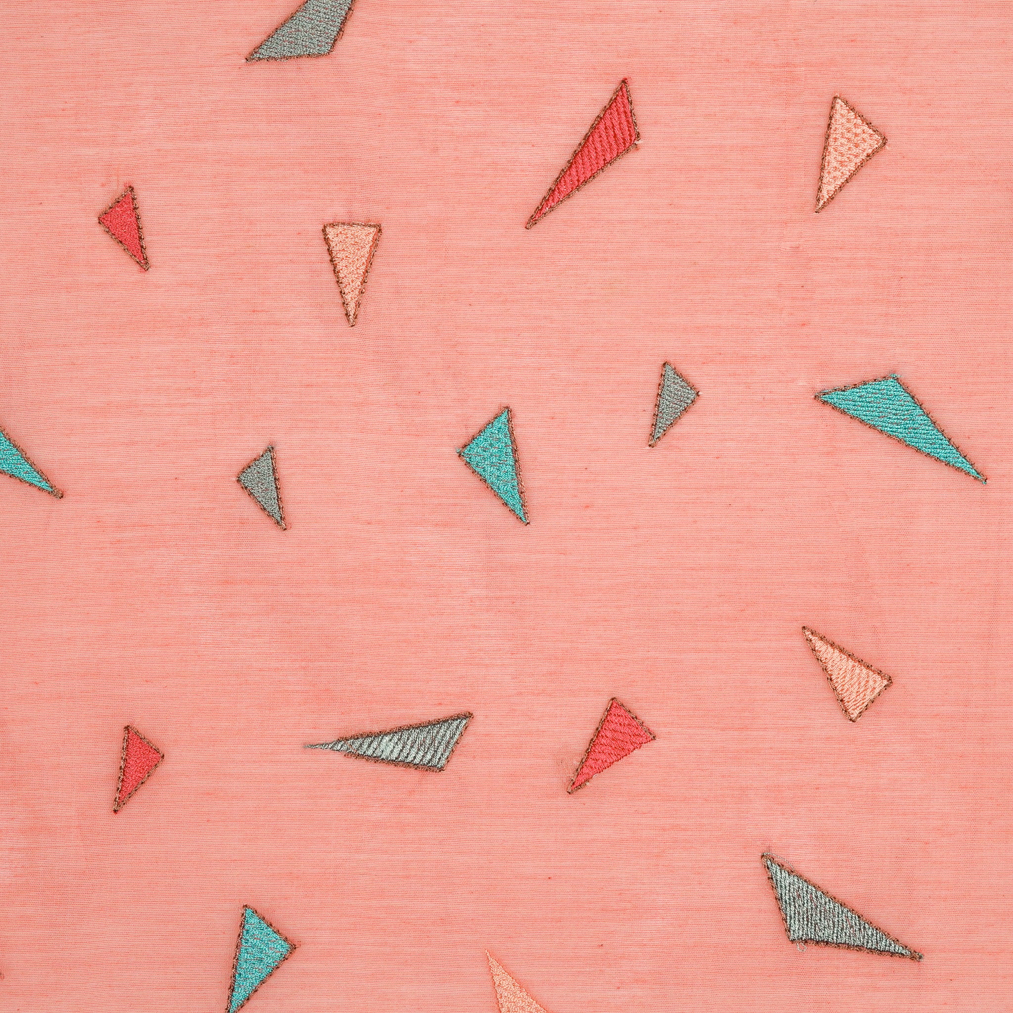 Taara Gajari Chanderi Embroidered Fabric in Buti Pattern - Image 3