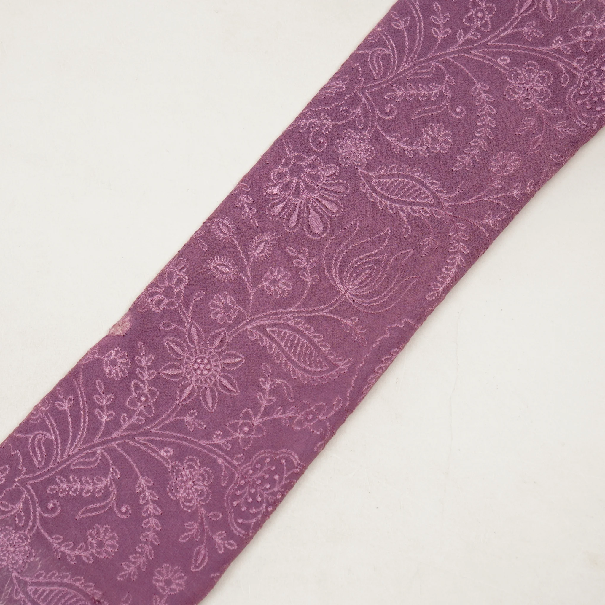 Tiesha Deep Mauve Viscose Raw Silk Embroidered Fabric in Jaal Pattern - Image 4