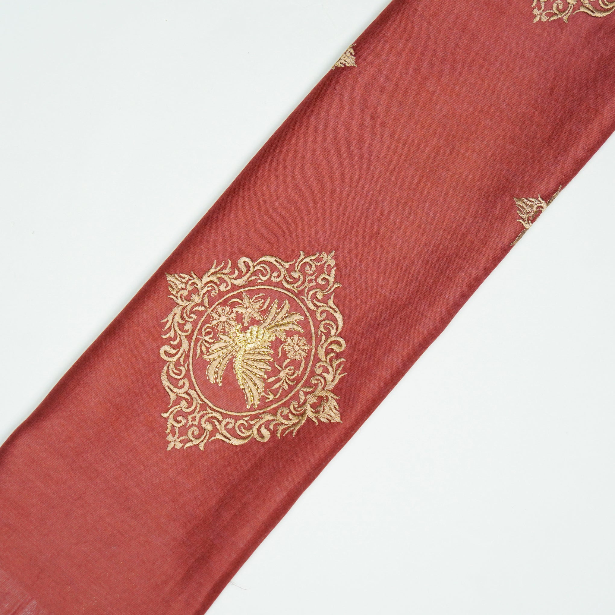 Tilaka Maroon Chanderi Embroidered Fabric in Buta - Image 4