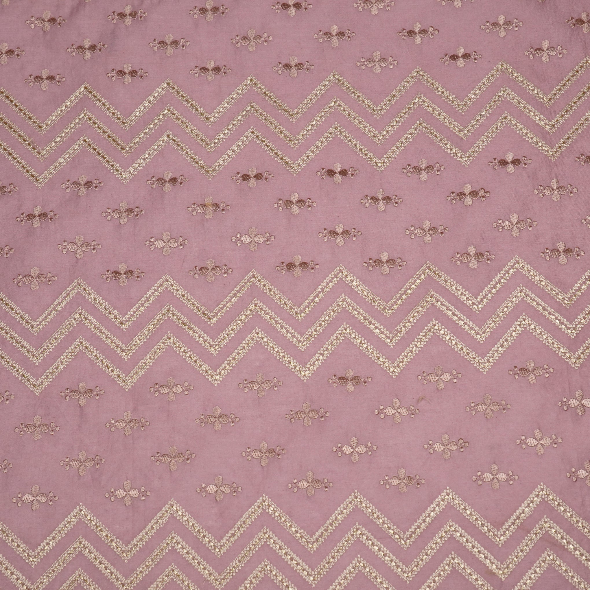 Umi Deep Mauve Viscose Raw Silk Embroidered Fabric in Jaal Pattern - Image 2