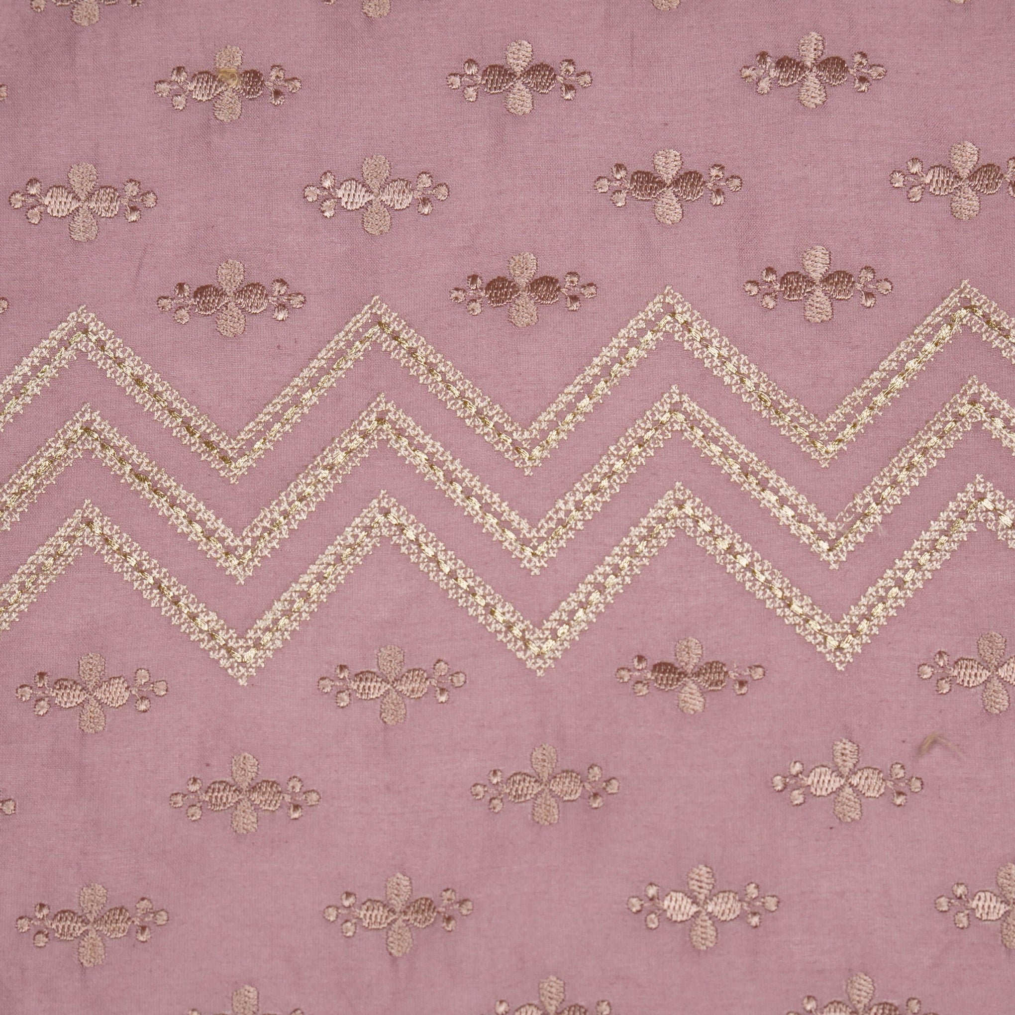 Umi Deep Mauve Viscose Raw Silk Embroidered Fabric in Jaal Pattern - Image 3