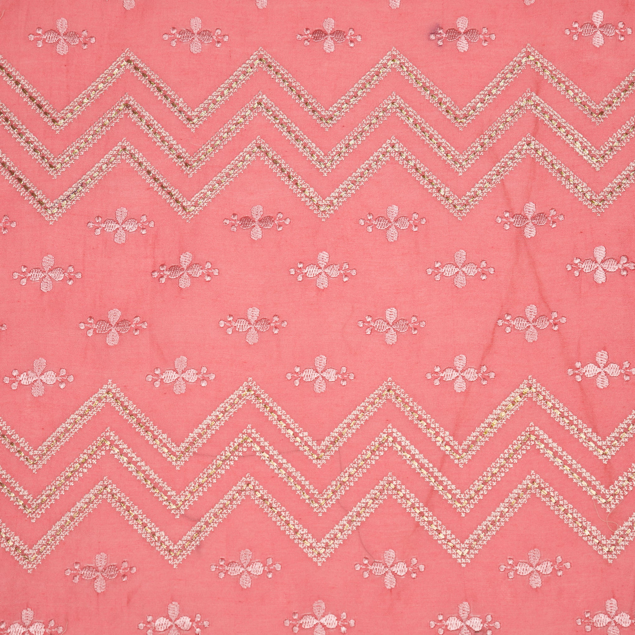 Umi Gajari Viscose Raw Silk Embroidered Fabric in Jaal Pattern - Image 3