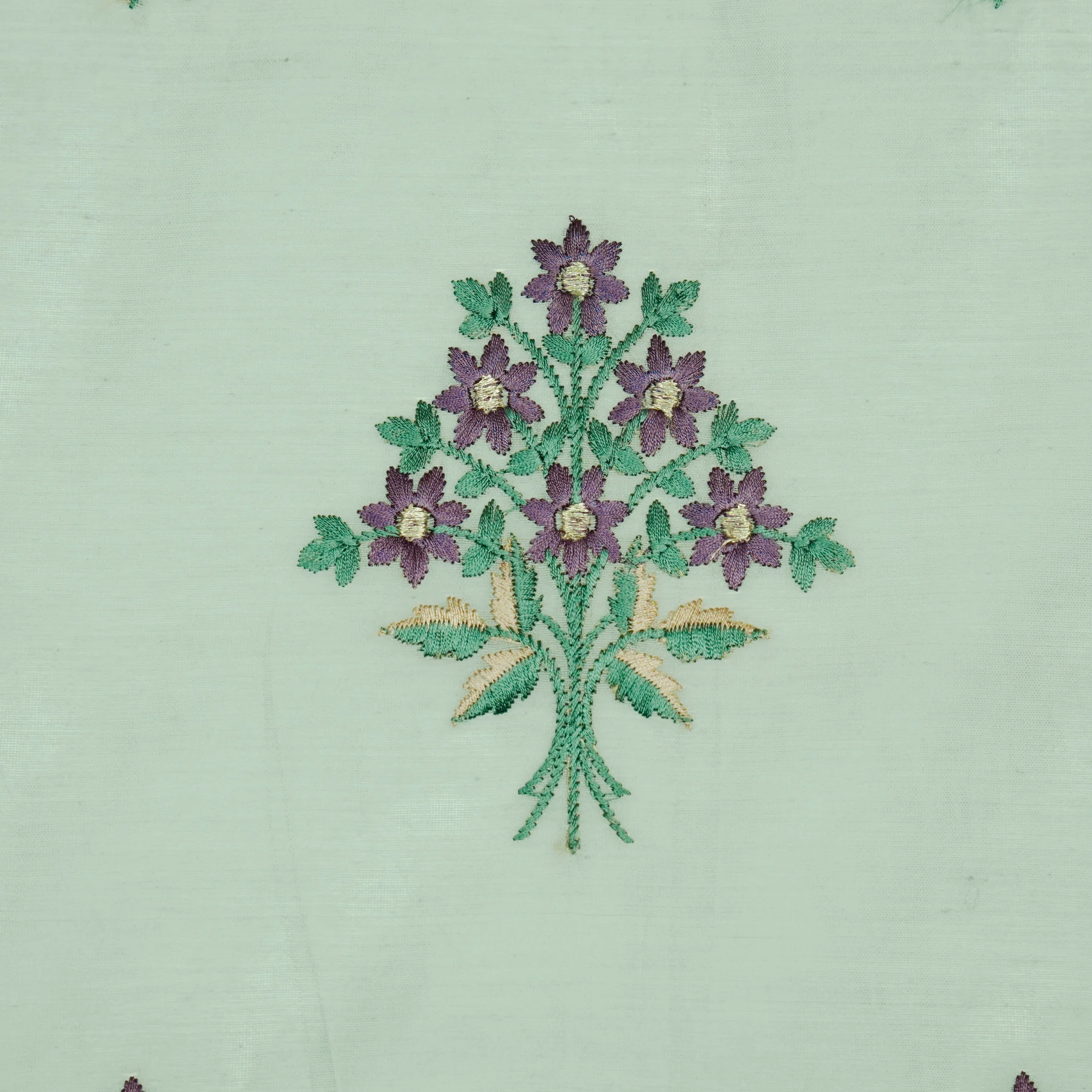 Urwa Aqua Mul Chanderi Embroidered Fabric in Buta Pattern - Image 3