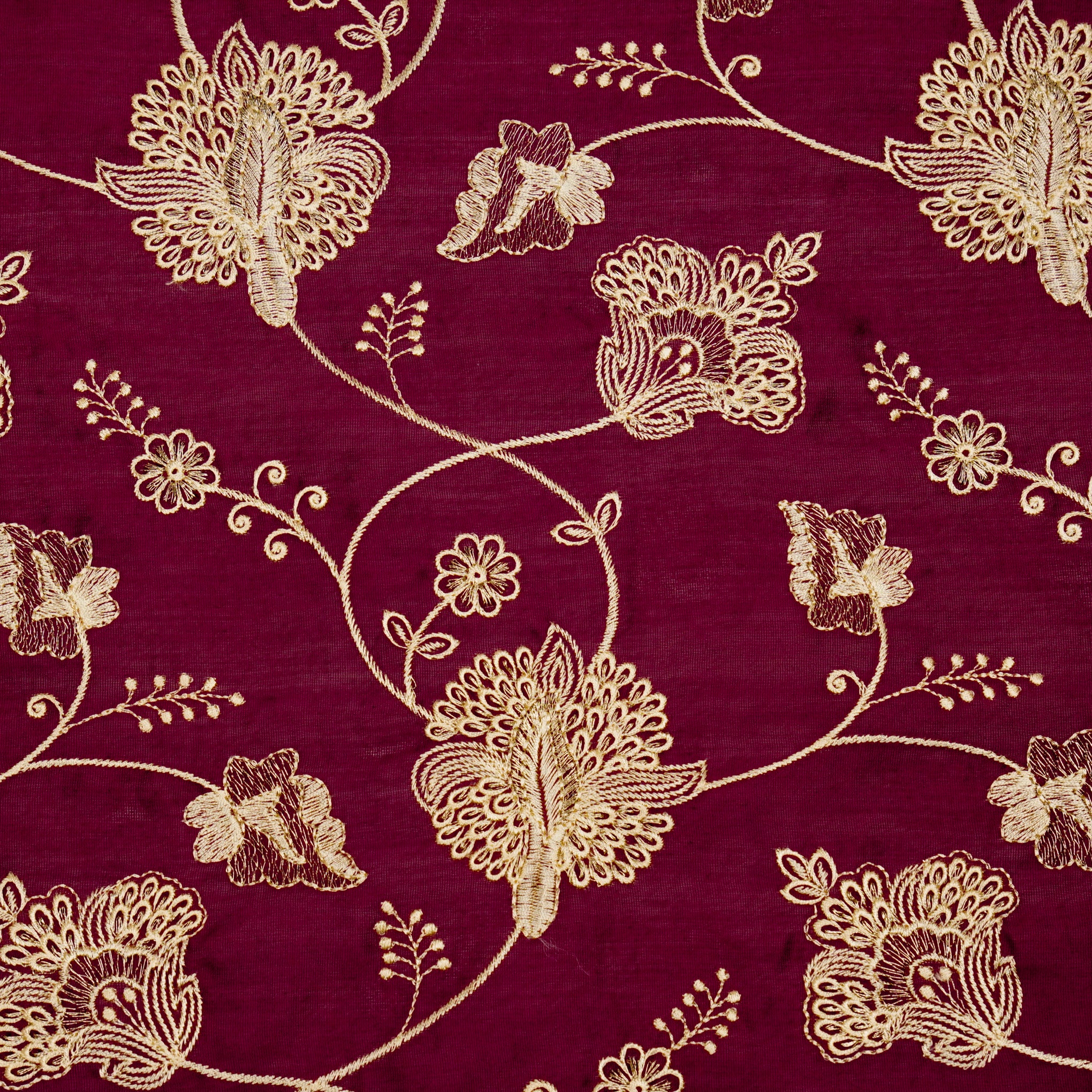Usma Magenta Viscose Raw Silk Embroidered Fabric in Jaal Pattern - Image 3