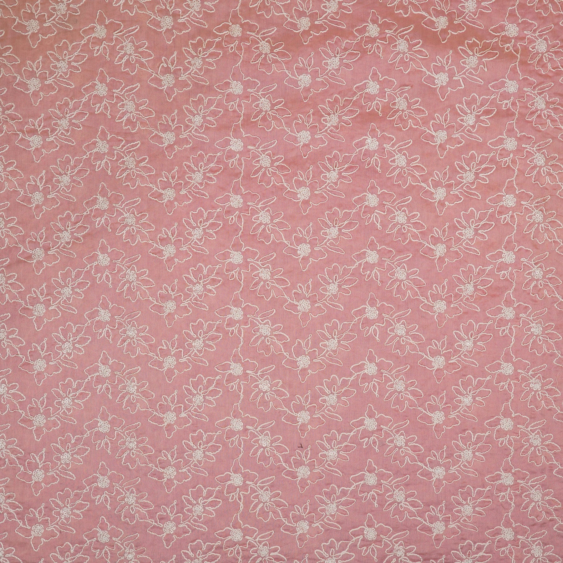 Vaanya Light Pink Chanderi Embroidered Fabric in Jaal Pattern - Image 3