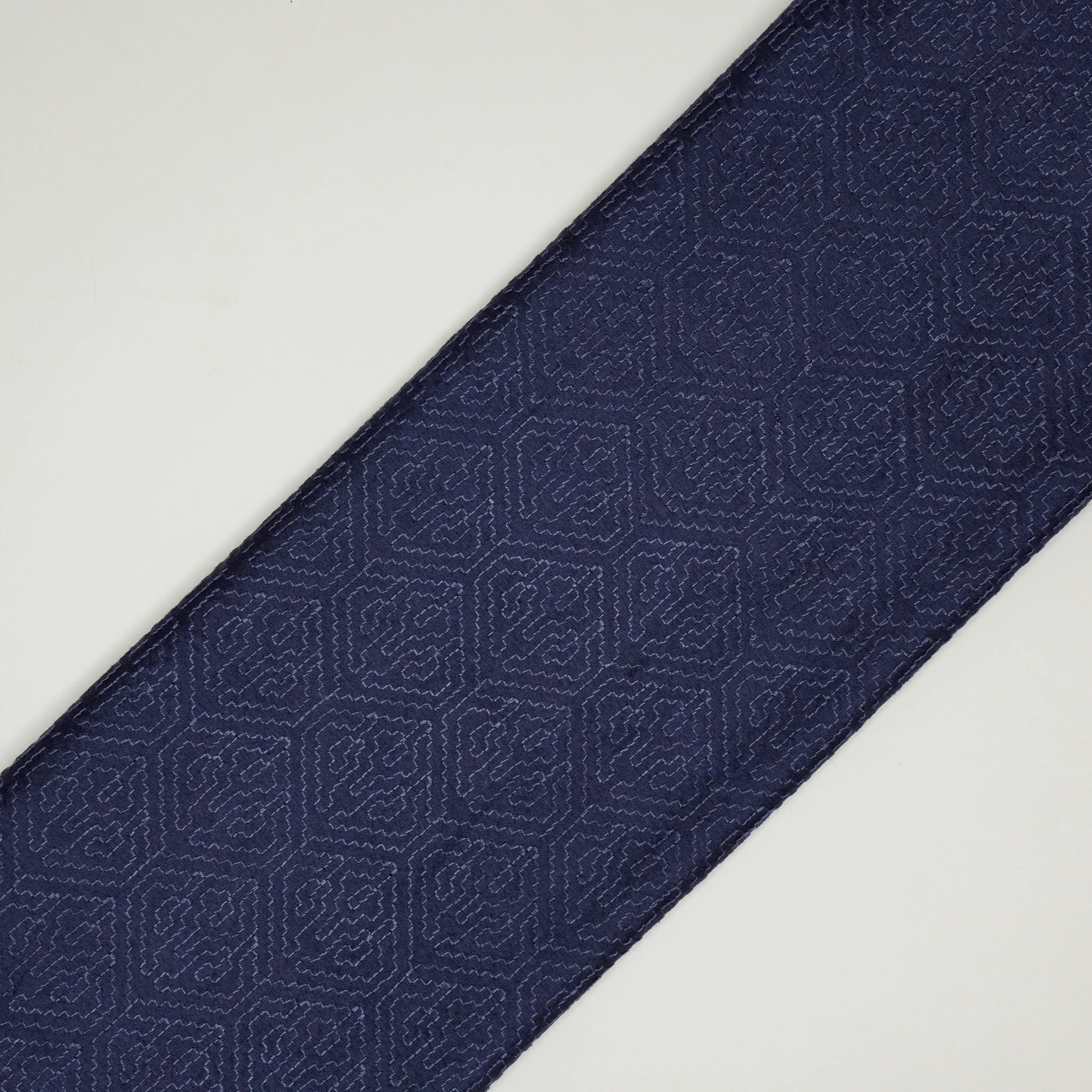 Valiga Navy Blue Chanderi Embroidered Fabric in Jaal Pattern - Image 4