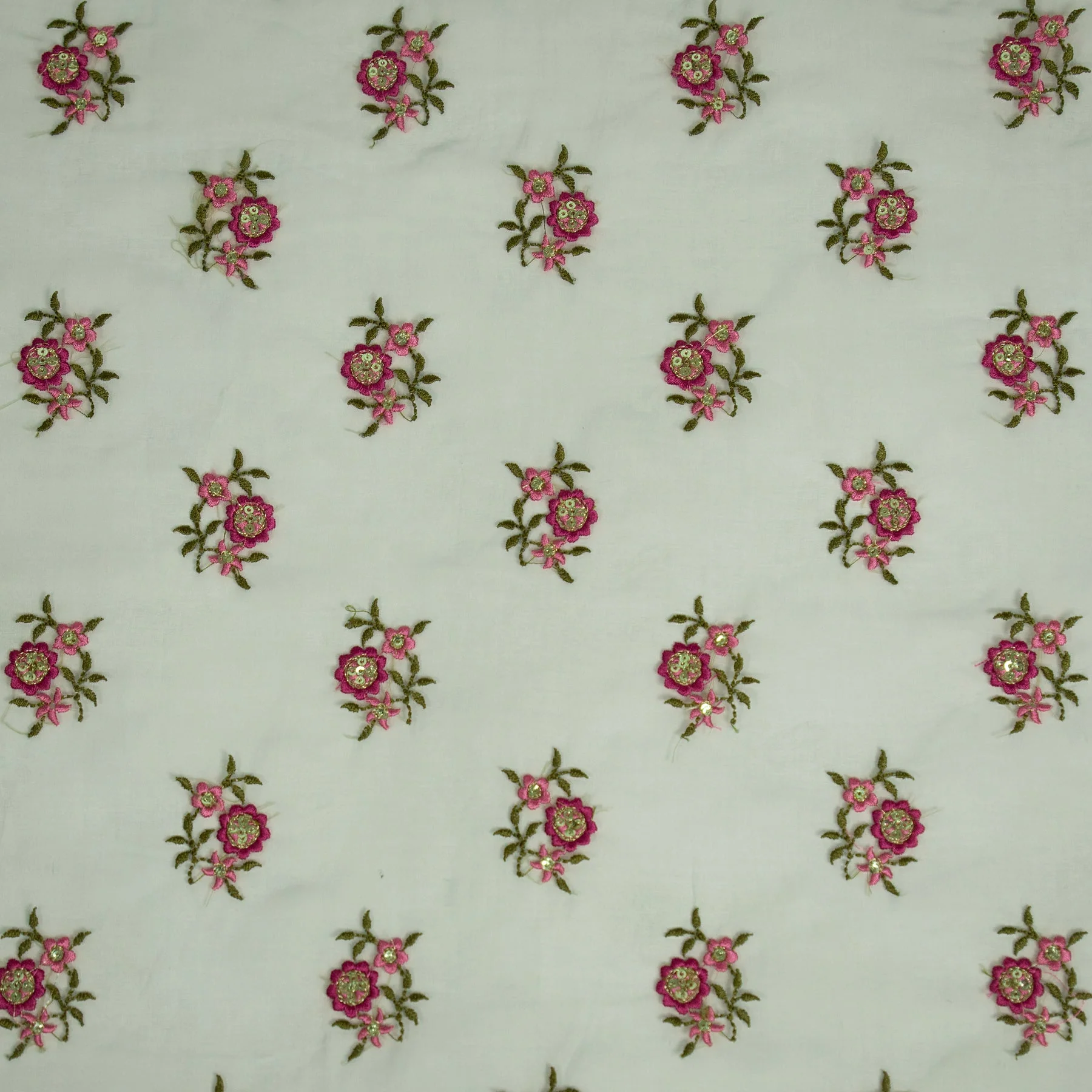 Wafiza Aqua Marine Viscose Organza Embroidered Fabric in Buti Pattern - Image 3