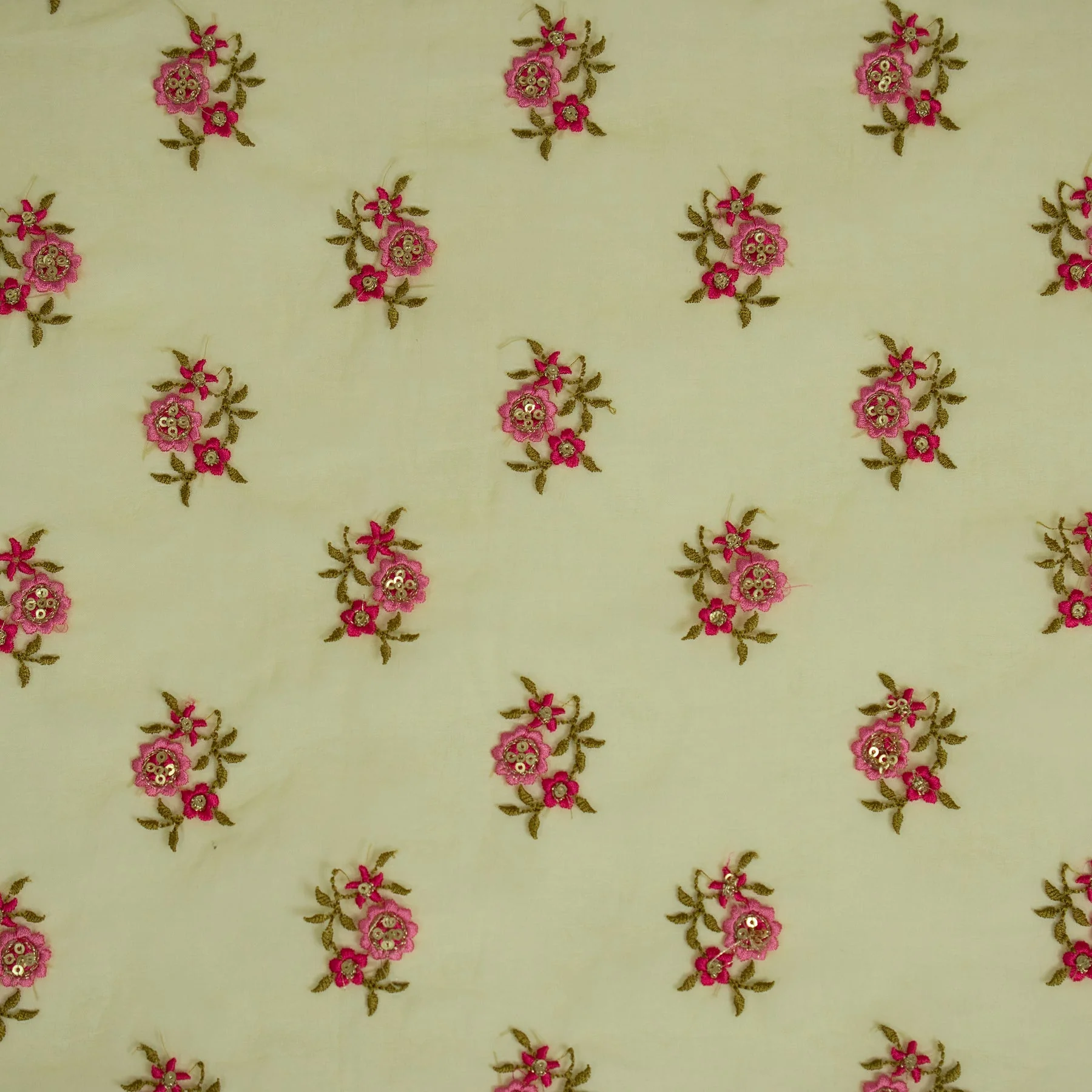 Wafiza Gold  Viscose Organza Embroidered Fabric in Buti Pattern - Image 3